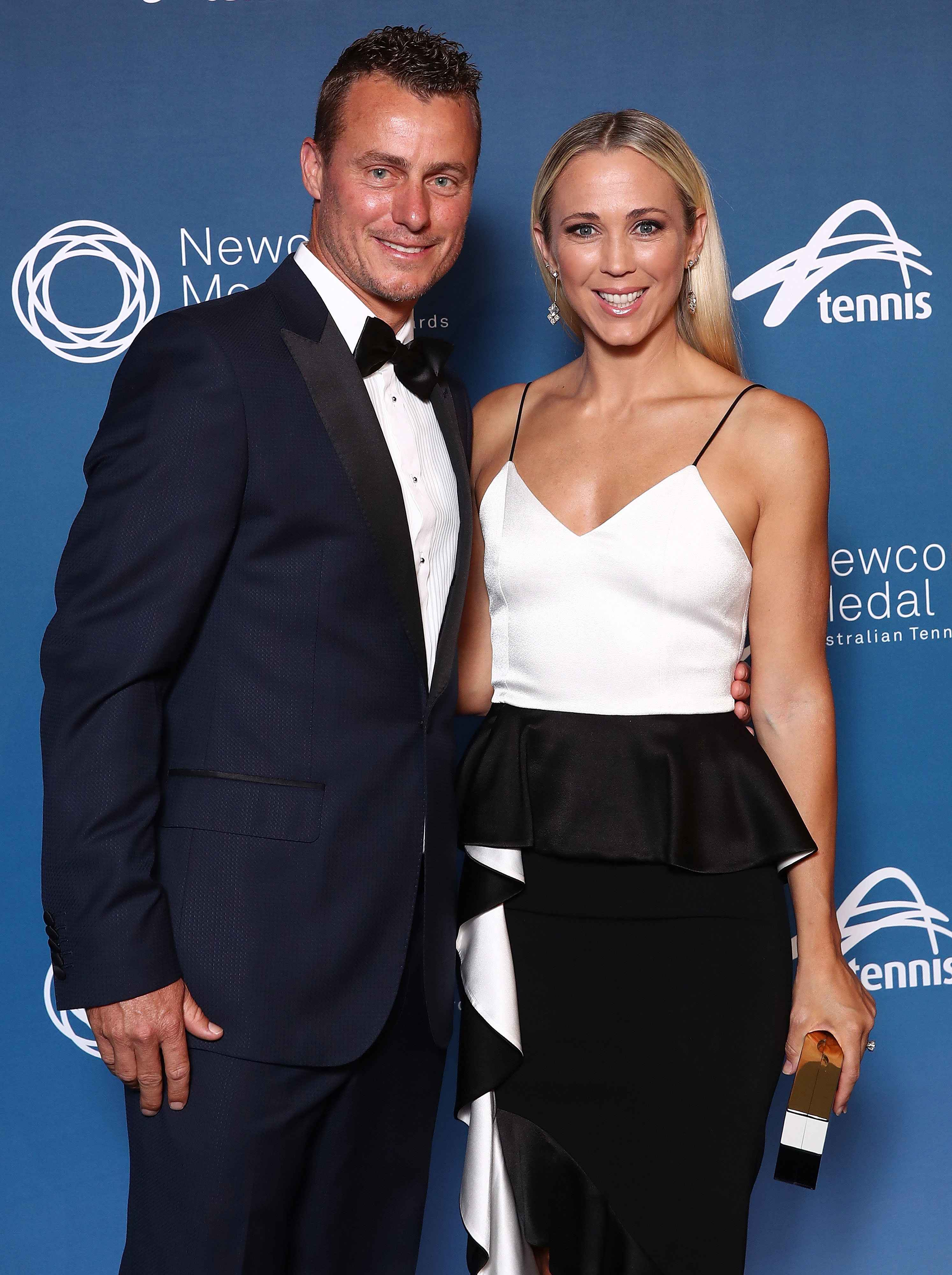 Lleyton Hewitt and Bec Hewitt at the Newcombe Medal at Crown Entertainment Complex on November 26, 2018 in Melbourne, Australia.