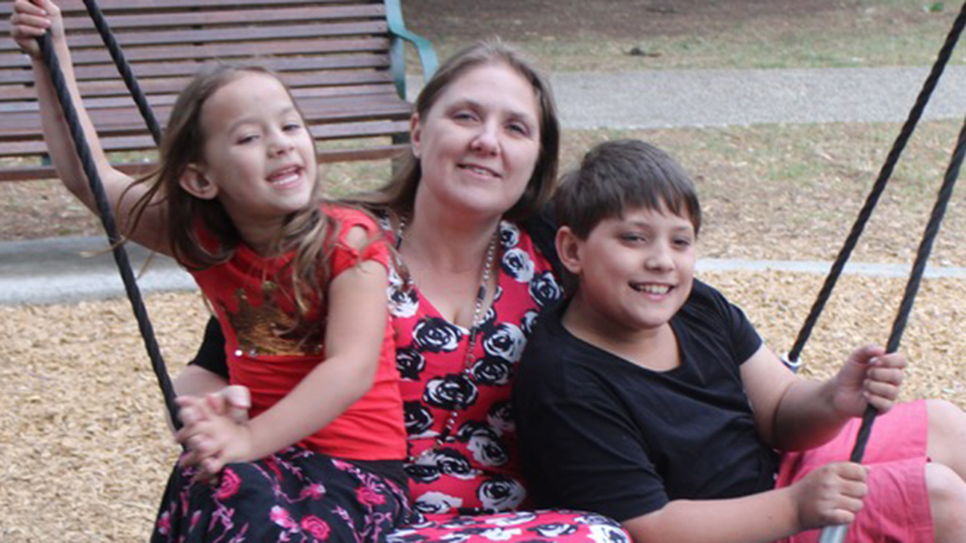 Steinke with her two children around Christmas.