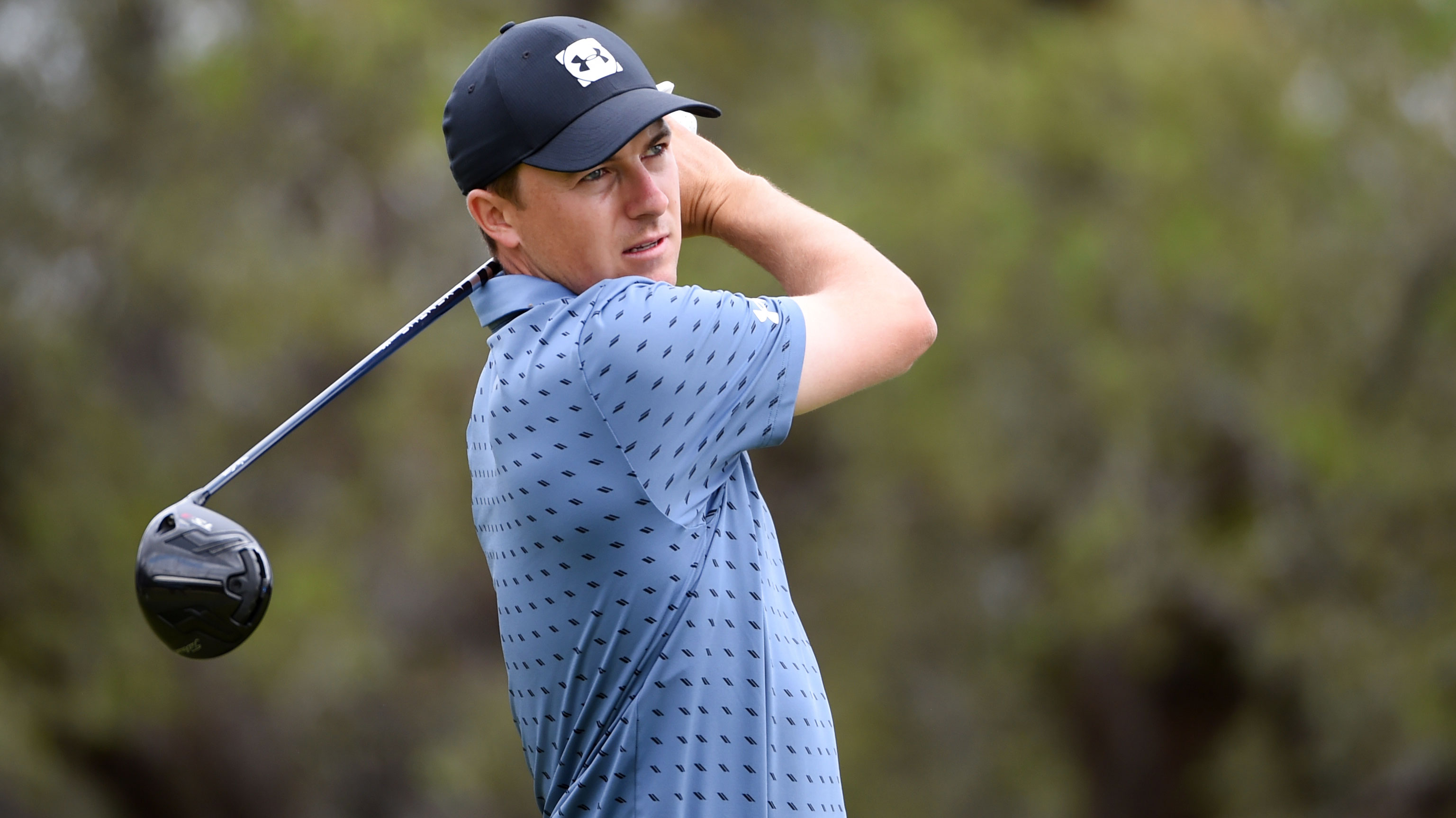Jordan Spieth hits a drive in the final round of his Texas Open win.