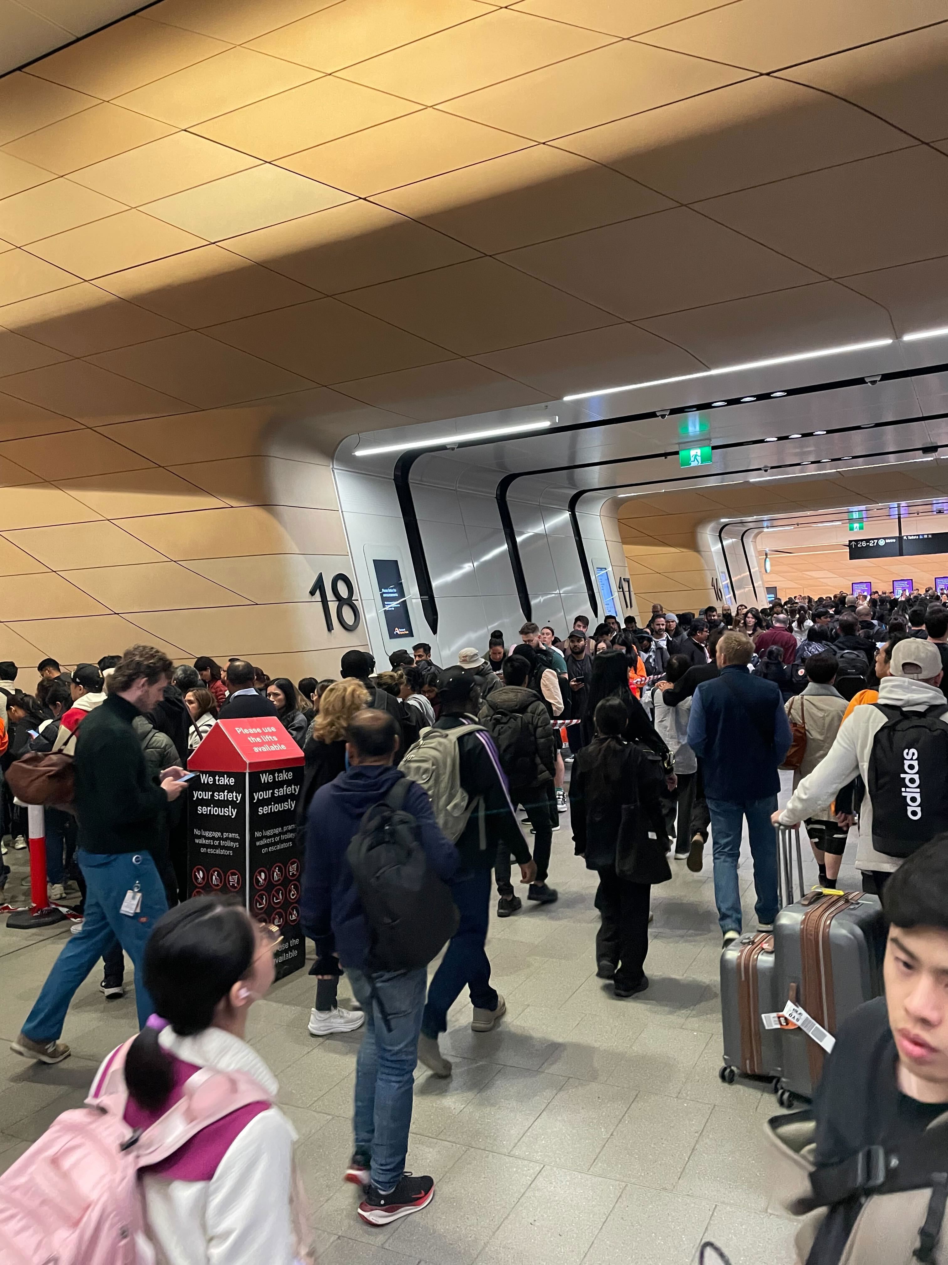Queues for the trains at Central Station.