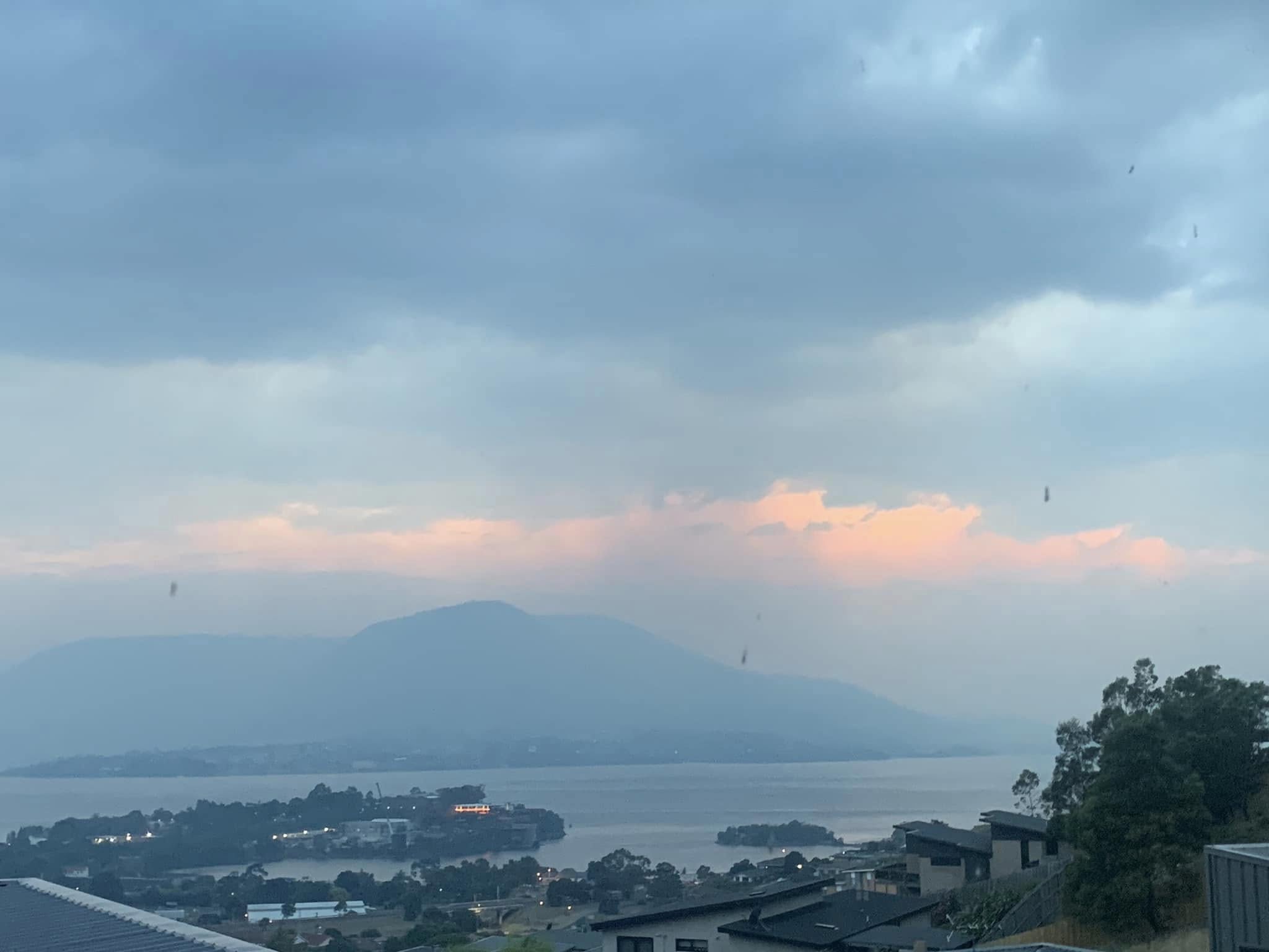 smoke over hobart and the derwent river Friday, February 14.