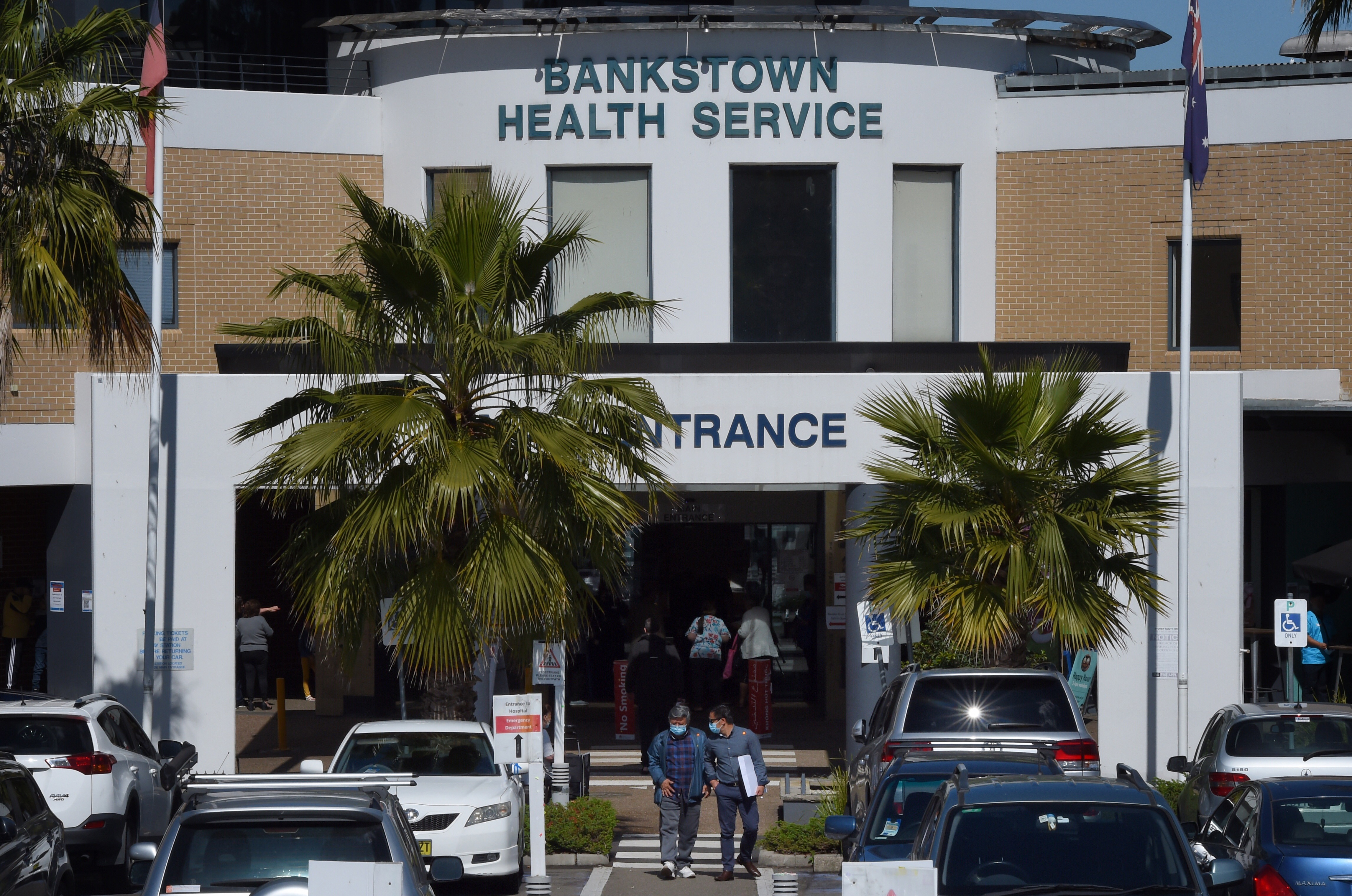 The main entrance at the Bankstown-Lidcome Hospital. Bankstown, NSW. 1st October, 2020. Photo: Kate Geraghty