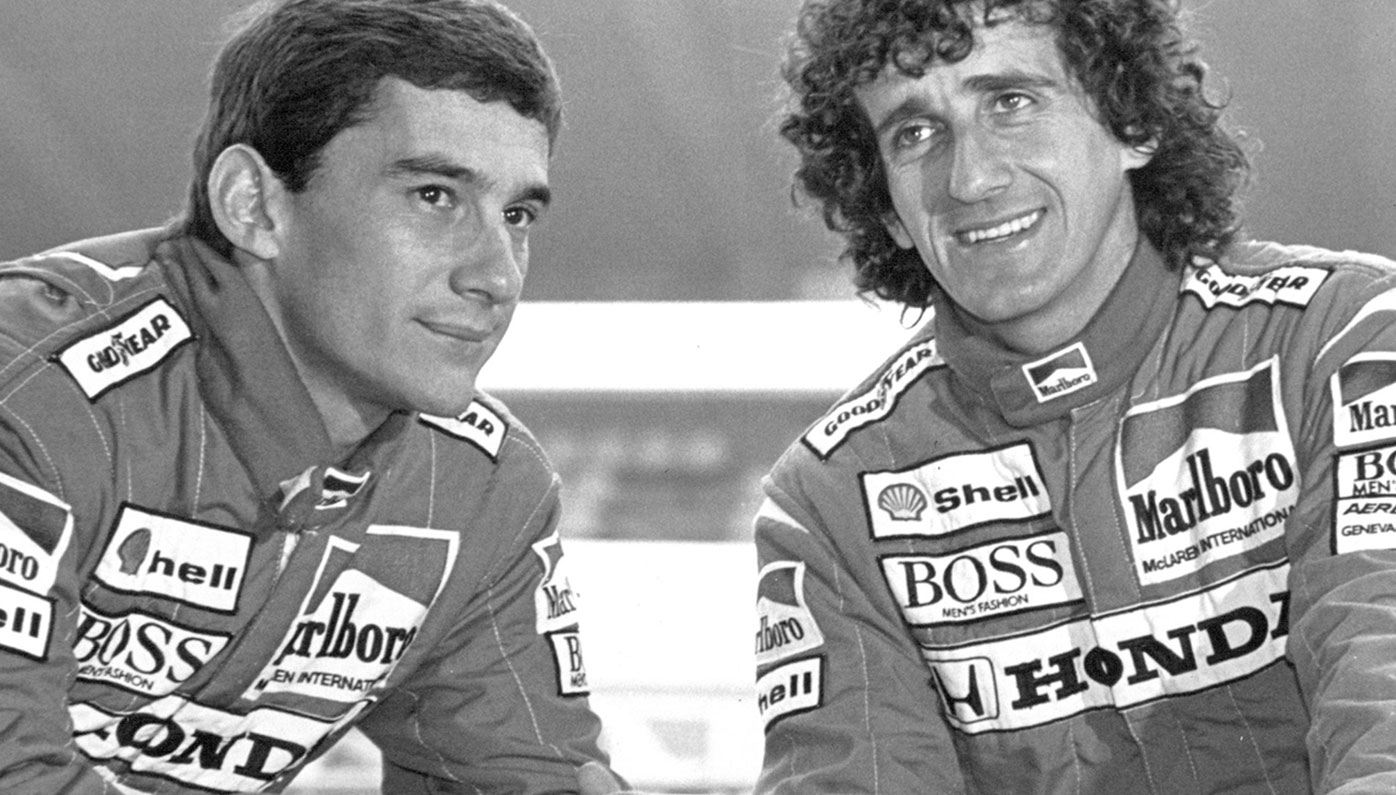 Ayrton Senna and Alain Prost during their time as McLaren teammates.