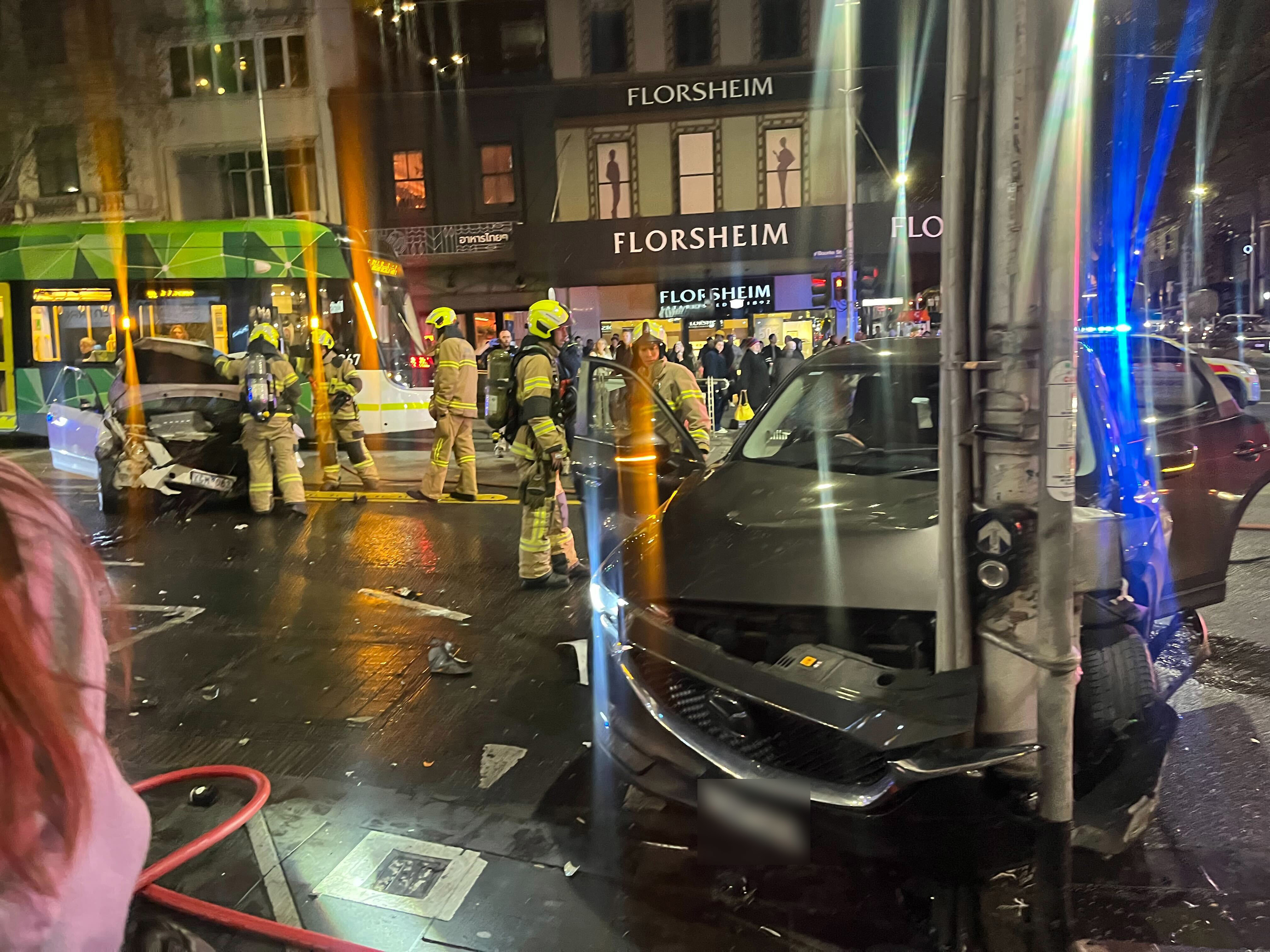 A﻿ car has crashed into pedestrians in Melbourne's CBD.