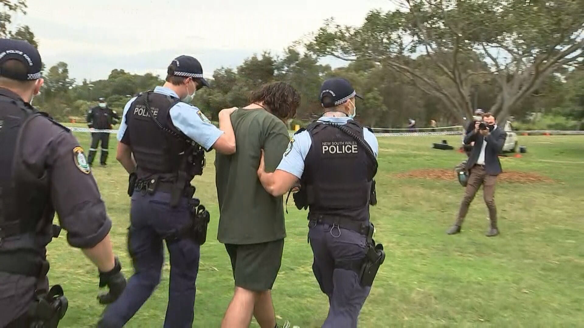 Officers arrested two people near Sydney Park, in the inner-city suburb of Alexandria.