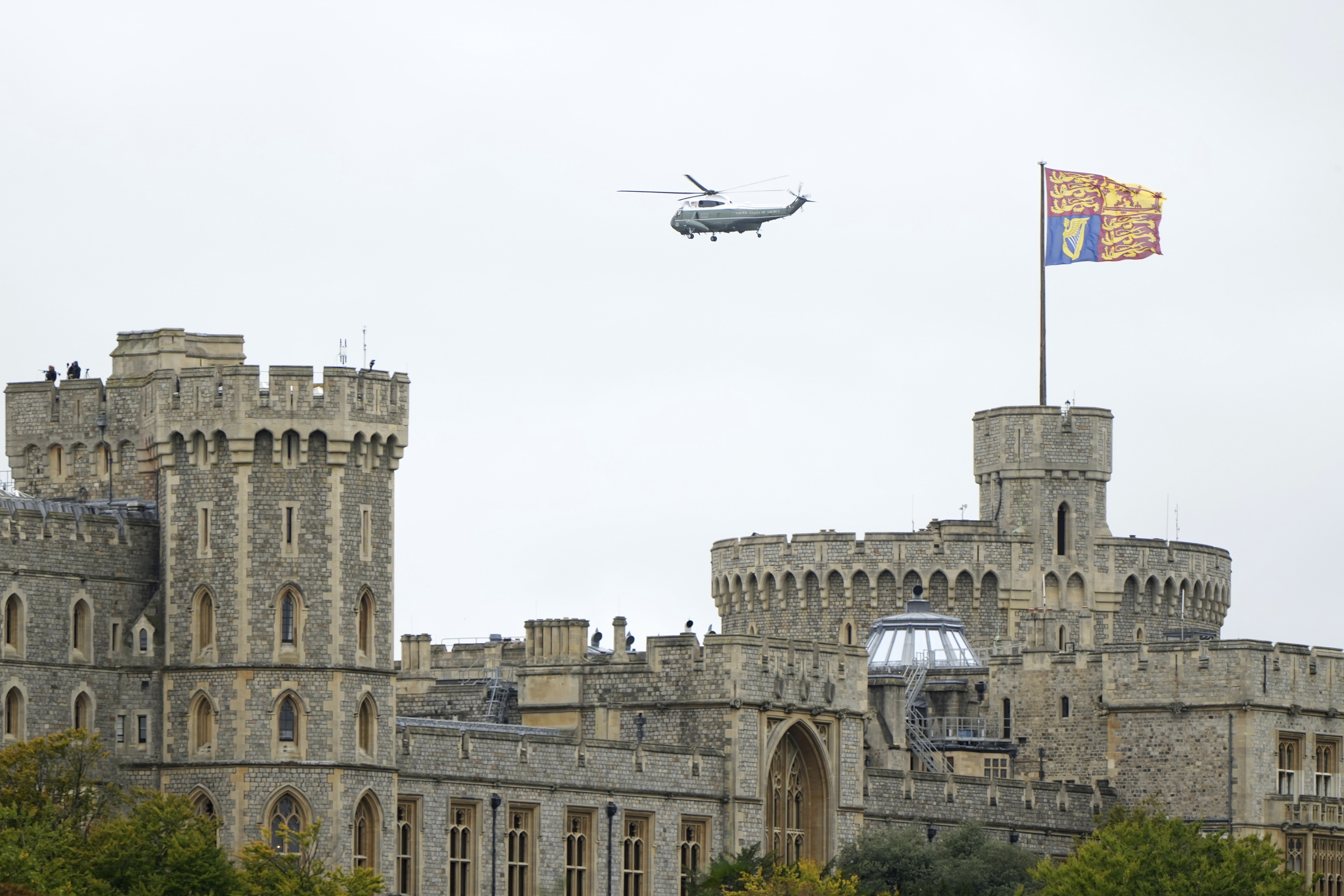 A helicopter believed to have President Donald Trump and first lady Melania Trump