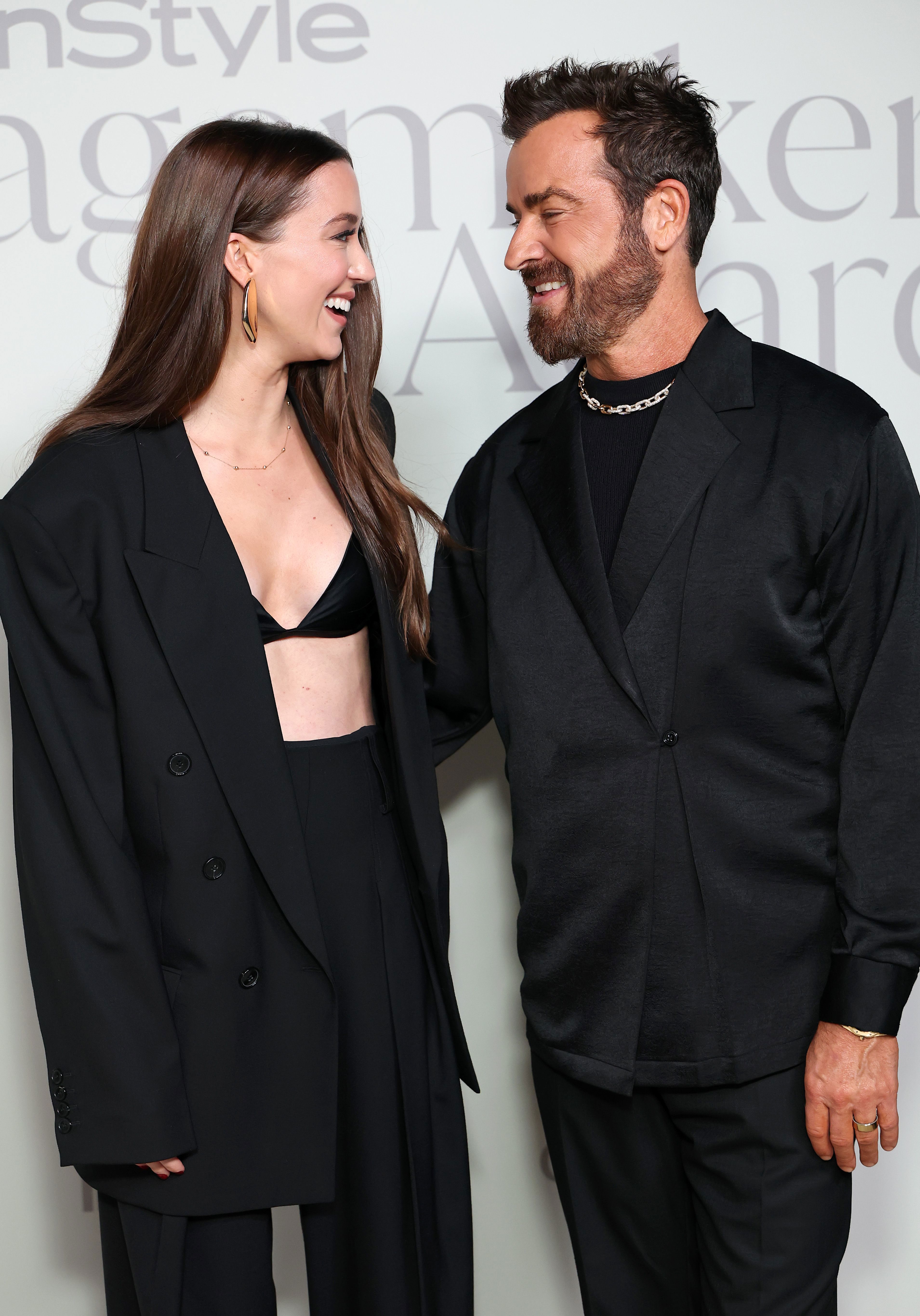  (L-R) Nicole Brydon Bloom and Justin Theroux attend the InStyle Imagemaker Awards 2025 at a Private Residence on October 23, 2025 in Bel Air, California.  (Photo by Monica Schipper/Getty Images)