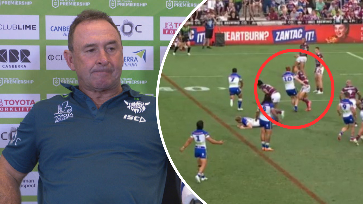 Ricky Stuart fumes as Corey Horsburgh is pinged for an obstruction call.