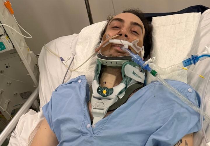 Ioannis Vidiniotis, 28, was swimming with his loved ones at Cottlesoe Beach in Perth - the city's postcard location - on New Year's Eve when he struck his head on a sandback.