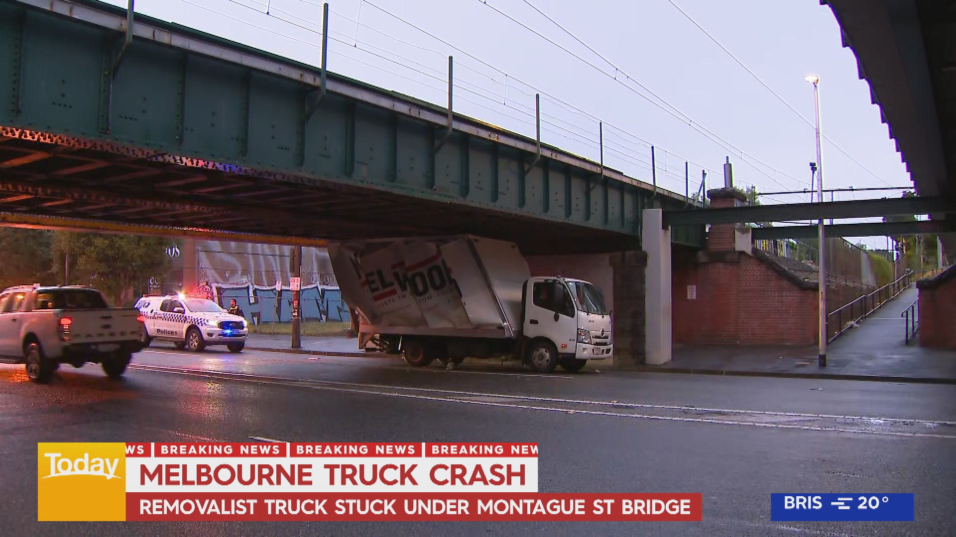 Second truck in two days slams into notorious Melbourne bridge