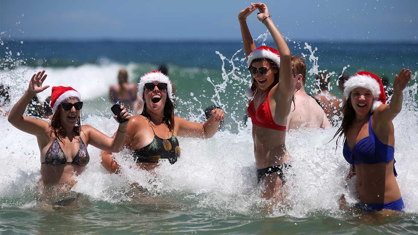 Christmas revellers at Bondi Beach.