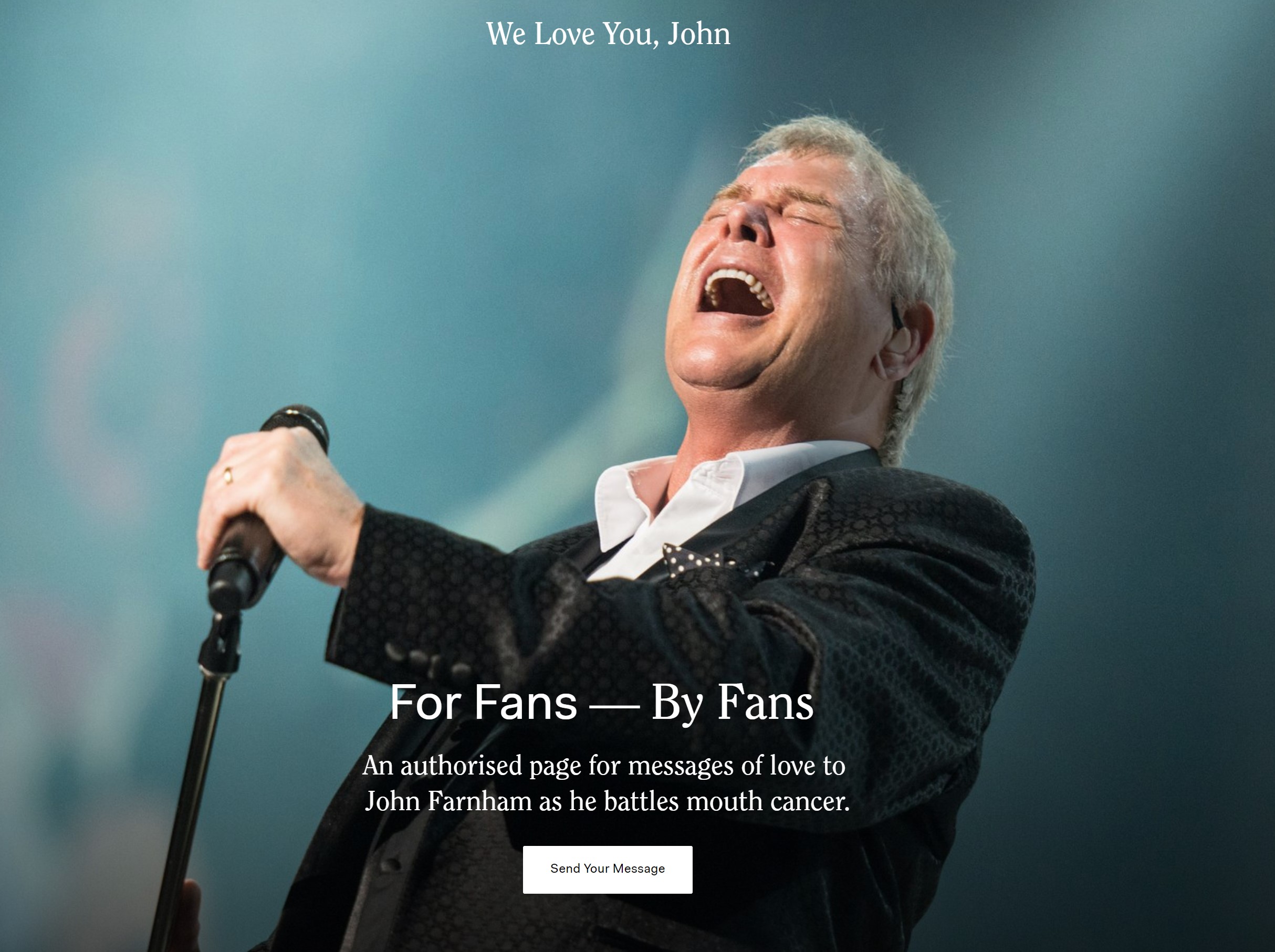 Fans can send messages to John Farnham as he recovers from surgery.