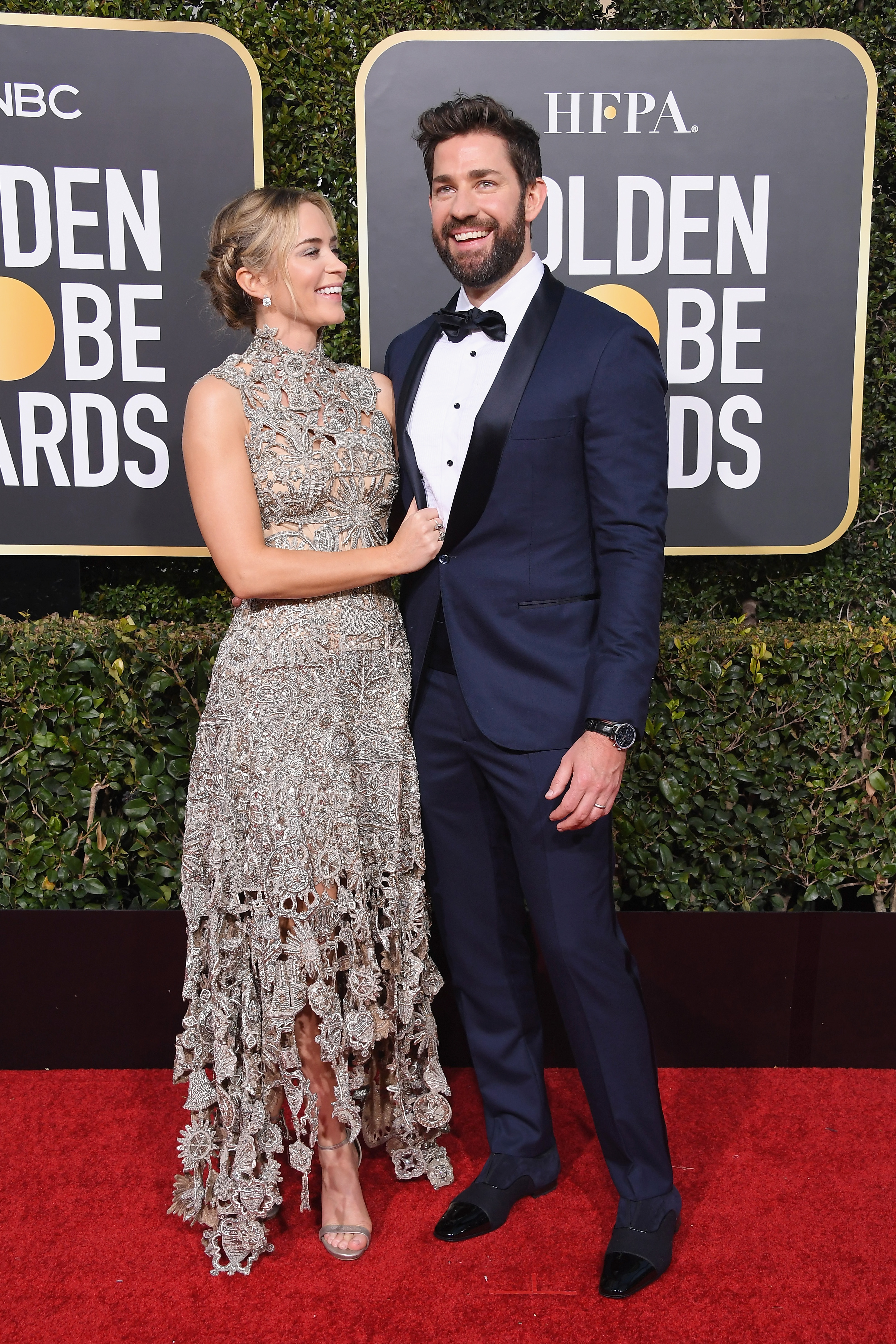Emily Blunt and John Krasinski attends the 76th Annual Golden Globe Awards at The Beverly Hilton Hotel on January 6, 2019 in Beverly Hills, California.