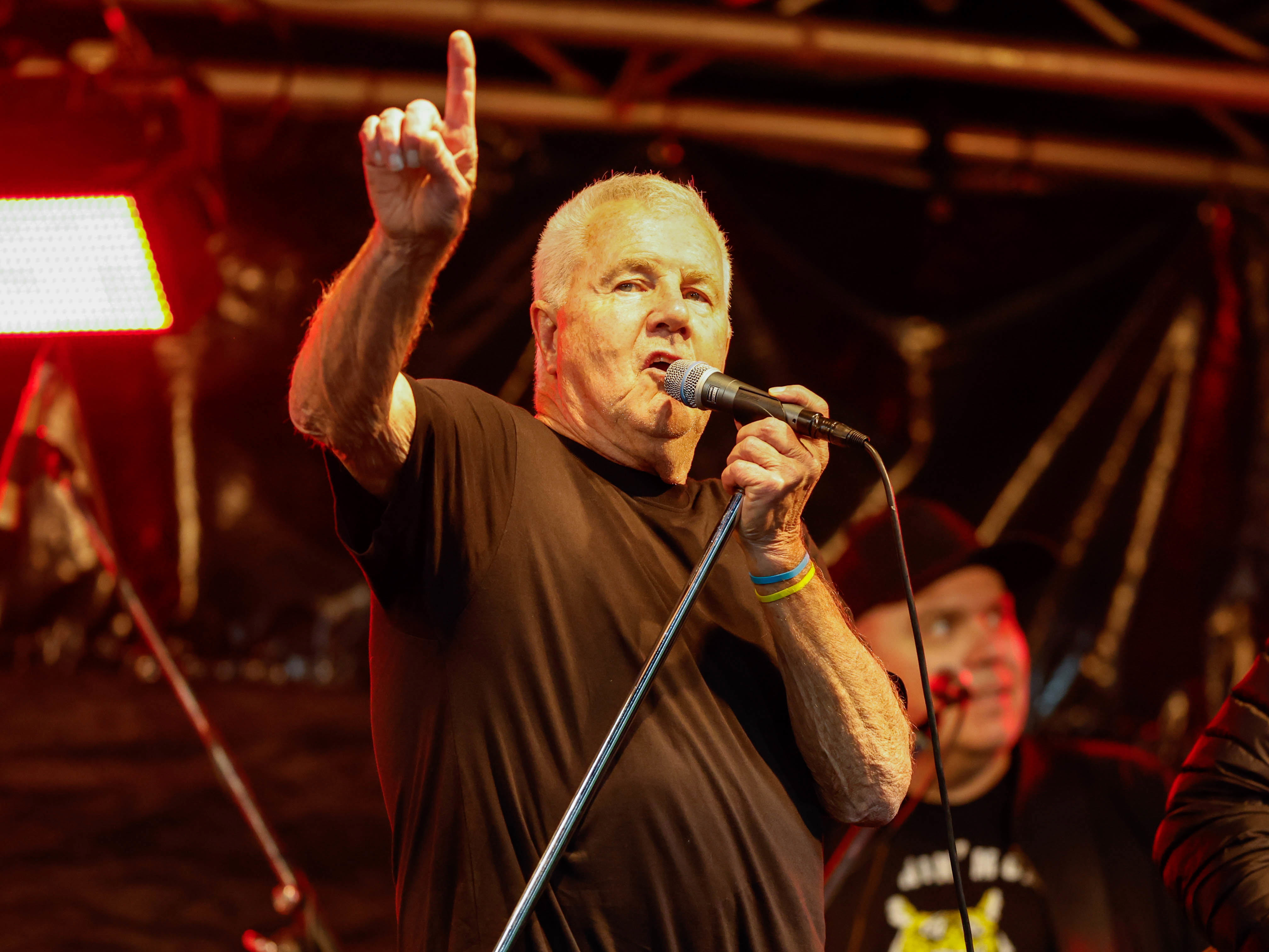 GOLD COAST, AUSTRALIA - JULY 02: Daryl Braithwaite performs before the 2022 AFL Round 16 match between the Gold Coast Suns and the Collingwood Magpies at Metricon Stadium on July 02, 2022 in Gold Coast, Australia. (Photo by Russell Freeman/AFL Photos)