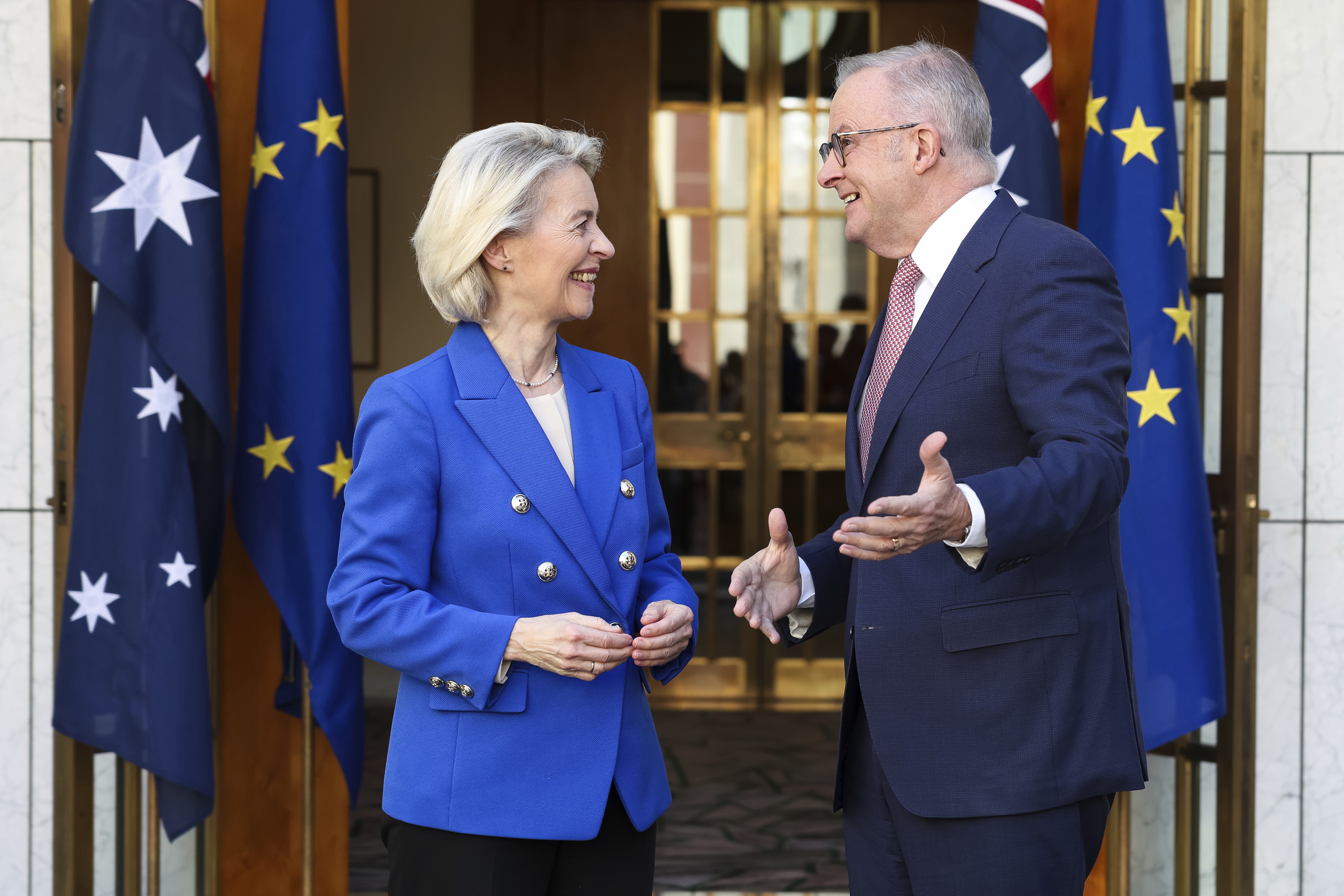 President of the European Commission Ursula von der Leyen meets with Prime Minister Anthony Albanese at Parliament House in Canberra on Tuesday 24 March 2026.