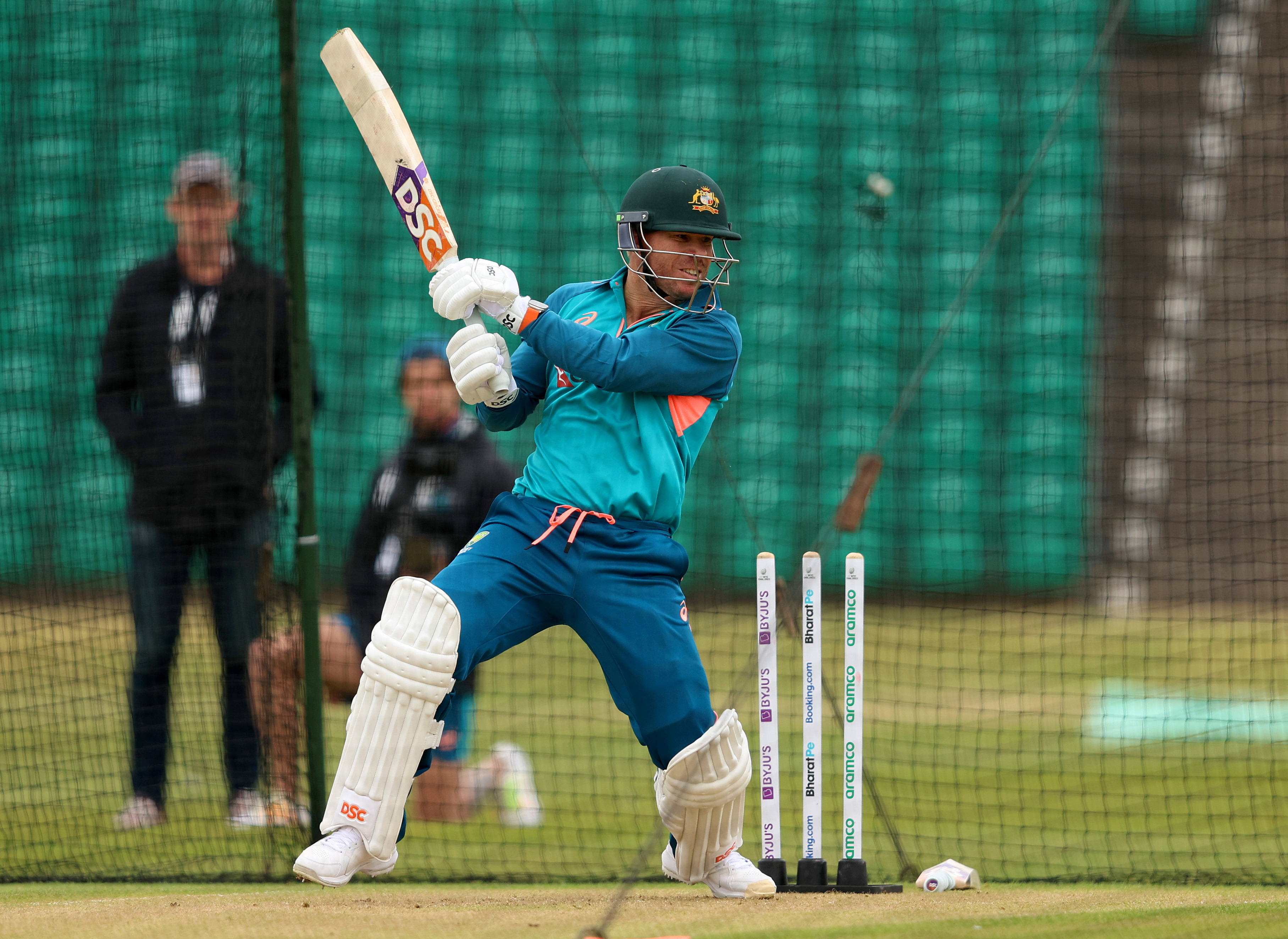 David Warner of Australia in action during Australia training prior to the ICC World Test Championship Final 2023 at The County Ground on June 01, 2023 in Beckenham, England. (Photo by Tom Dulat-ICC/ICC via Getty Images)