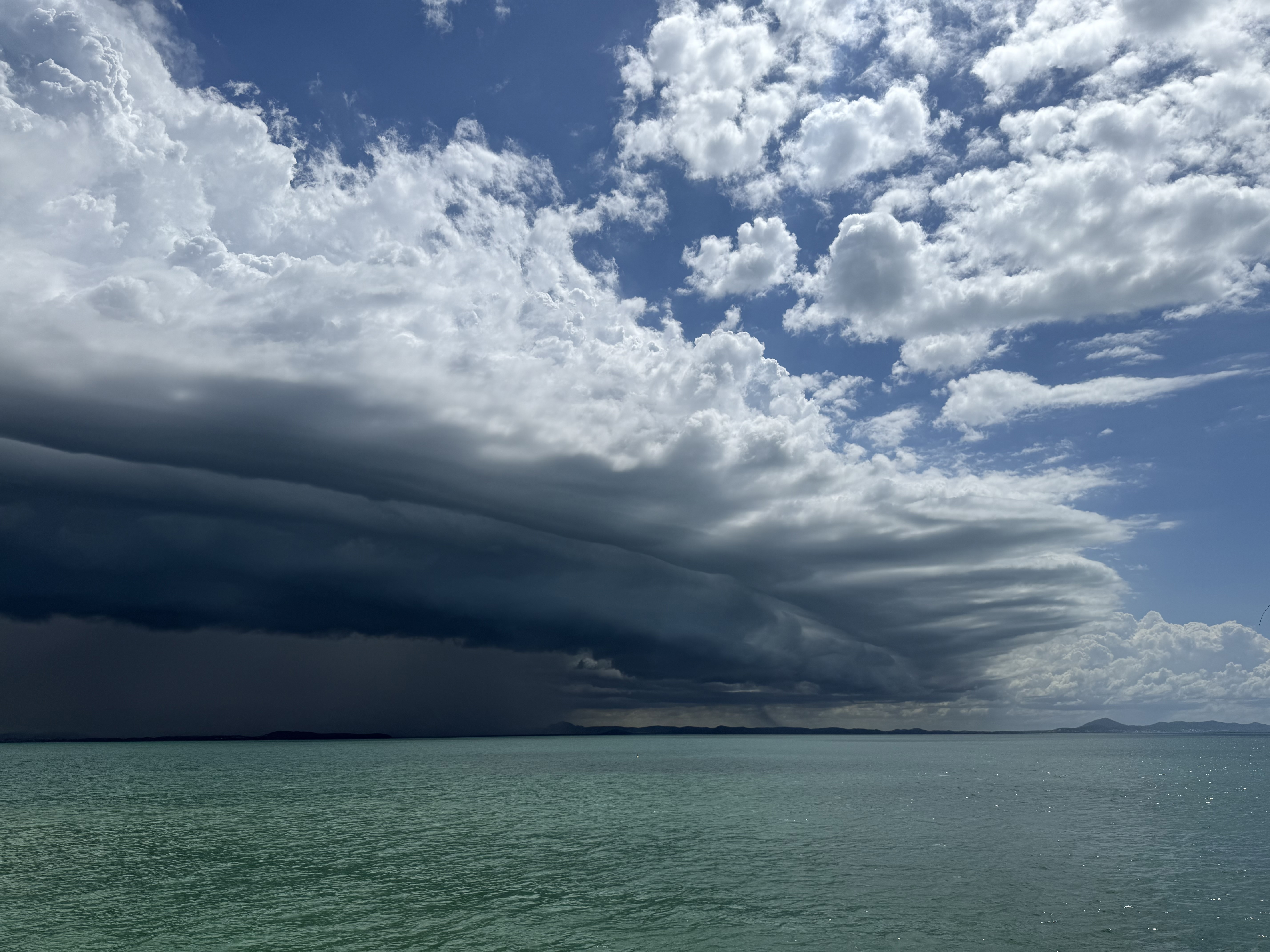 This photo shows the incoming dark weather from a vantage point on Great Keppel Island, around 15km off the coast of Yeppoon.