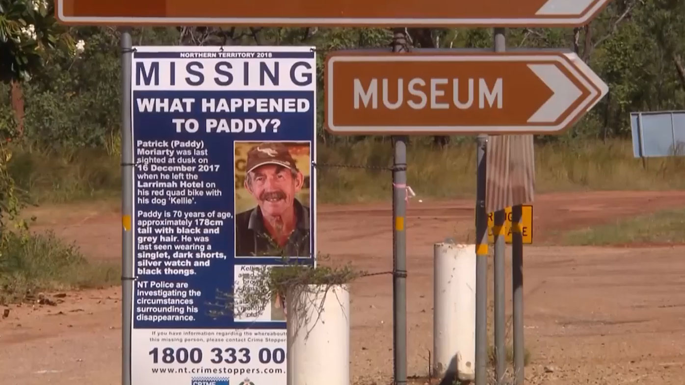 Patrick 'Paddy' Moriarty disappeared from the Northern Territory town of Larrimah in 2017.