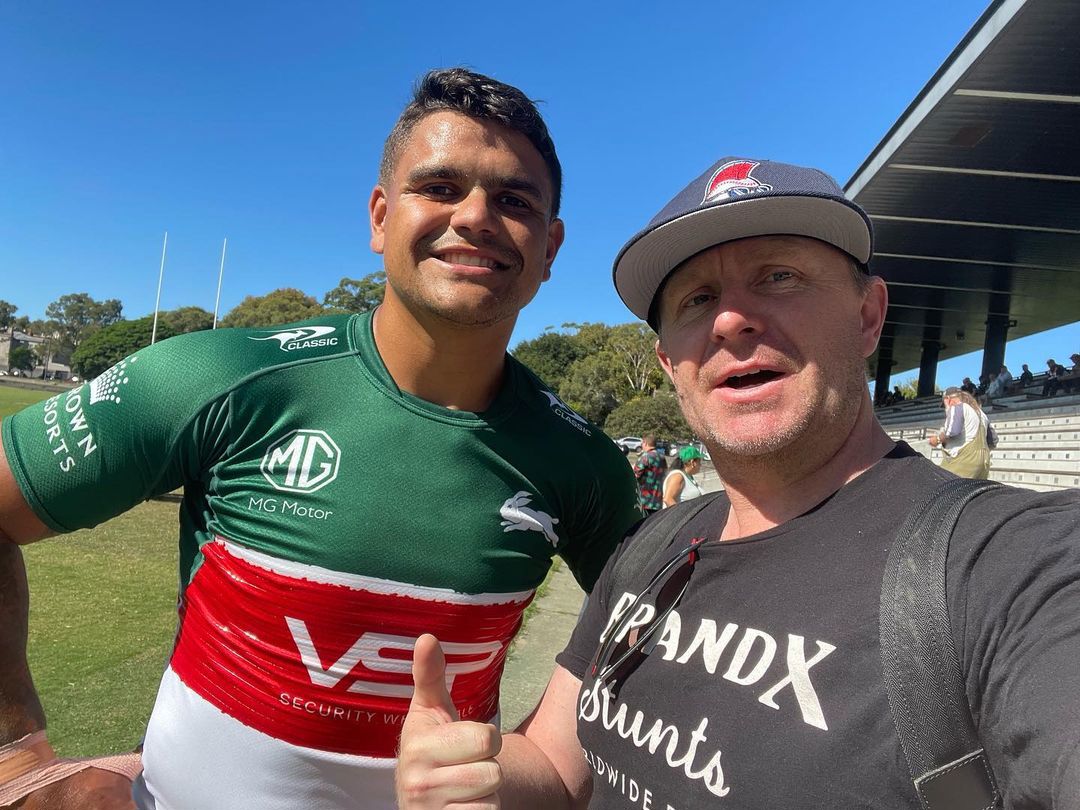 Kaine Charleston pictured with Latrell Mitchell in 2023.