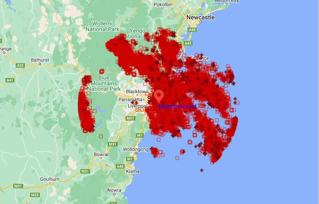 Over 22,000 lightning strikes and a waterspout were ﻿detected during last night's storm in Sydney, according to Weatherzone.