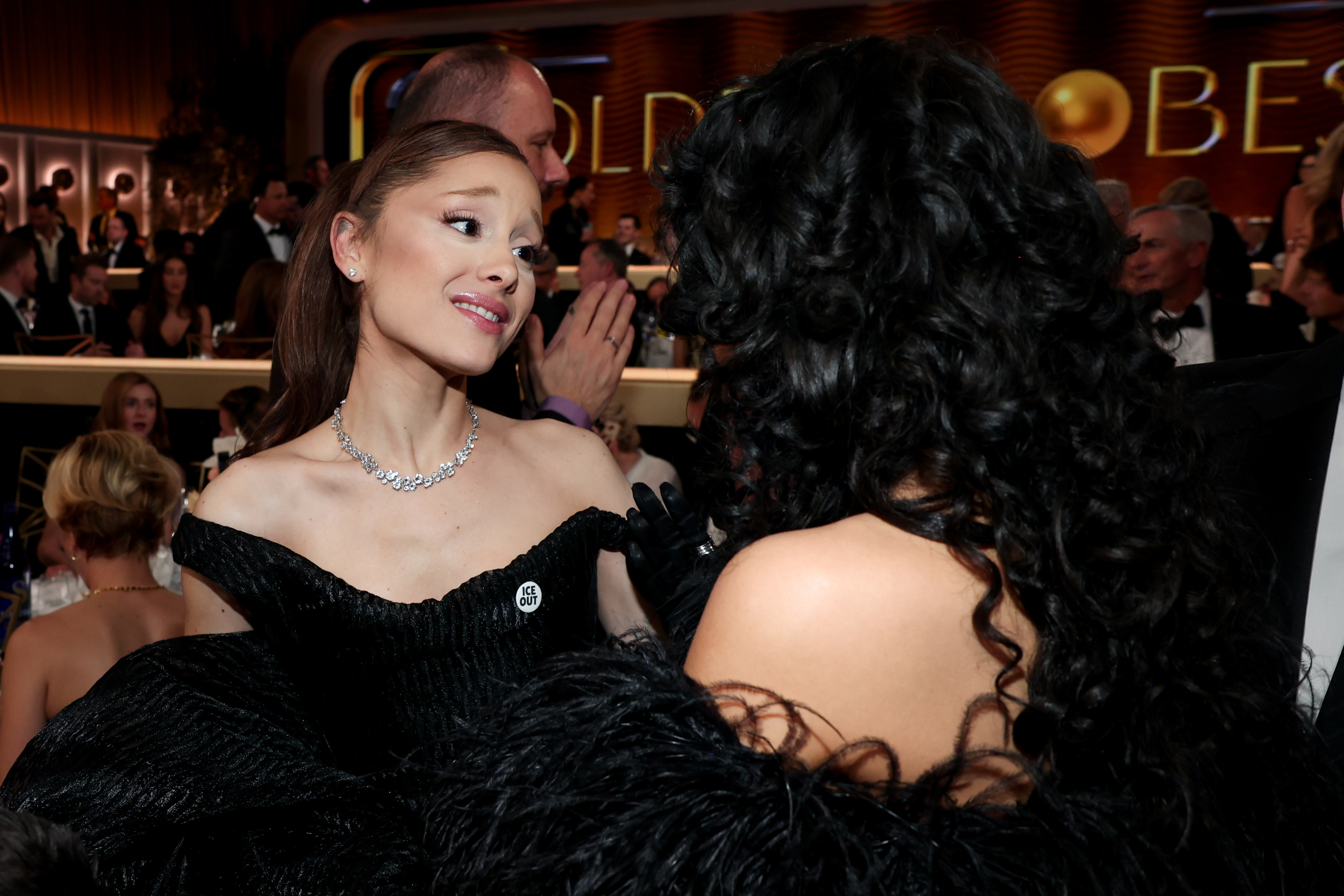 Ariana Grande, Odessa A'zion at the 83rd Annual Golden Globes held at The Beverly Hilton on January 11, 2026 in Beverly Hills, California. (Photo by Christopher Polk/2026GG/Penske Media via Getty Images)