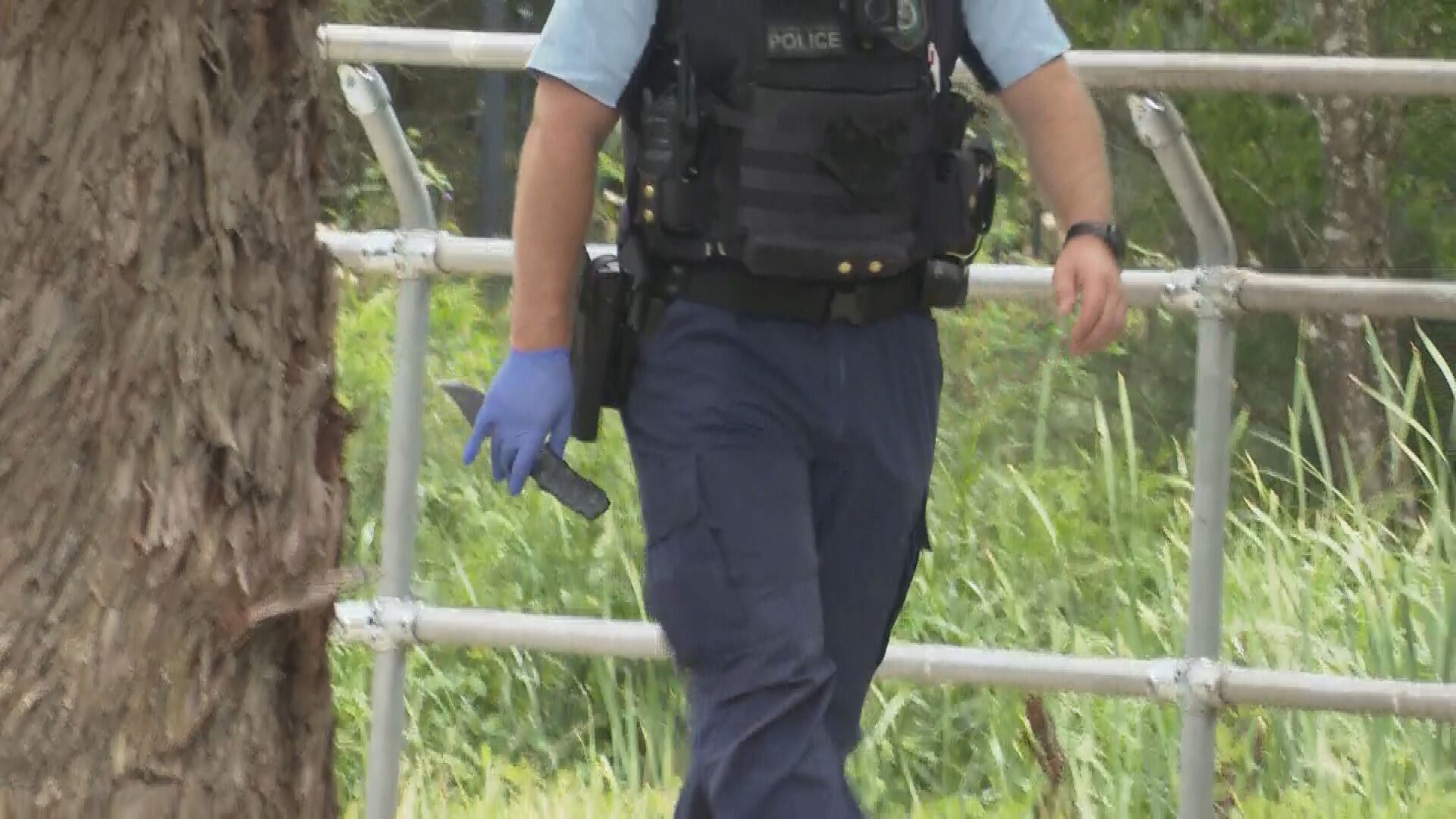 Officers found a large knife in bushland close to where the three were arrested.