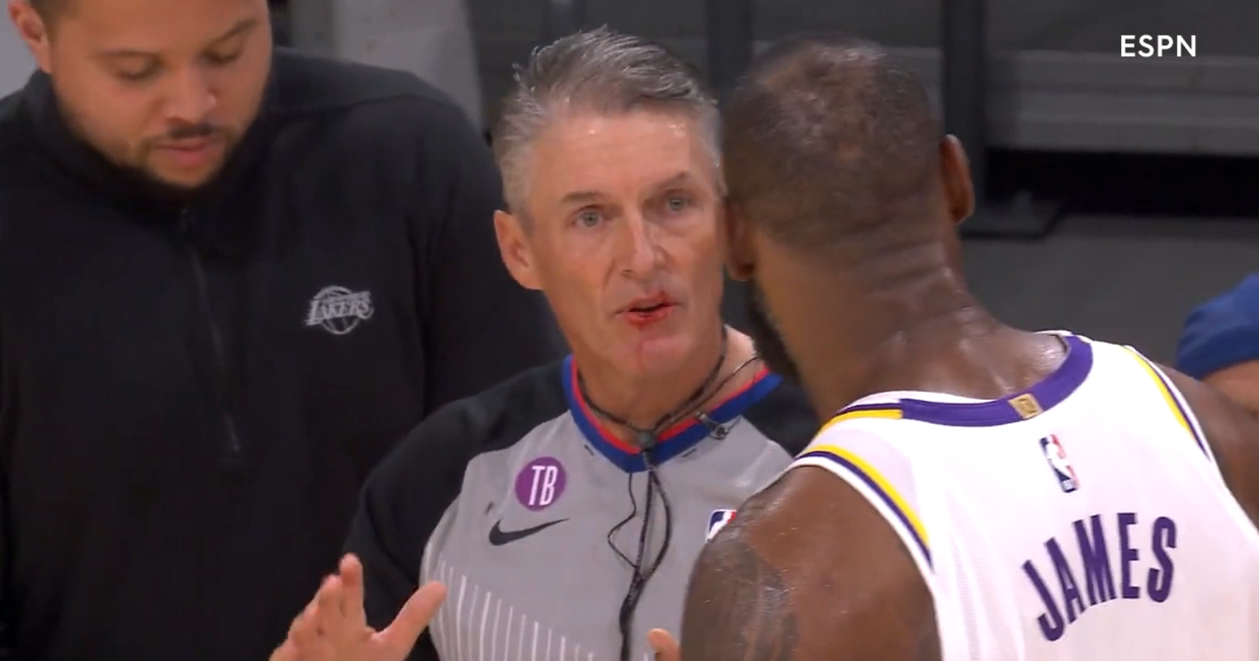 LeBron James collided with referee.