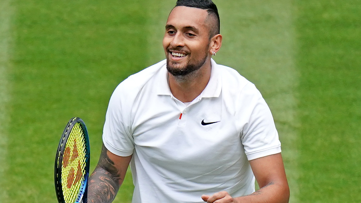 Nick Kyrgios celebrates victory against Ugo Humbert