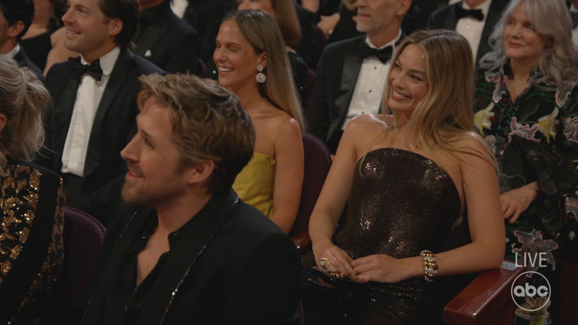 Ryan Gosling and Margot Robbie at the Oscars 2024.