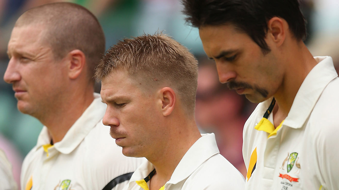 Brad Haddin, David Warner and Mitchell Johnson pictured during their time together in Australia's Test team