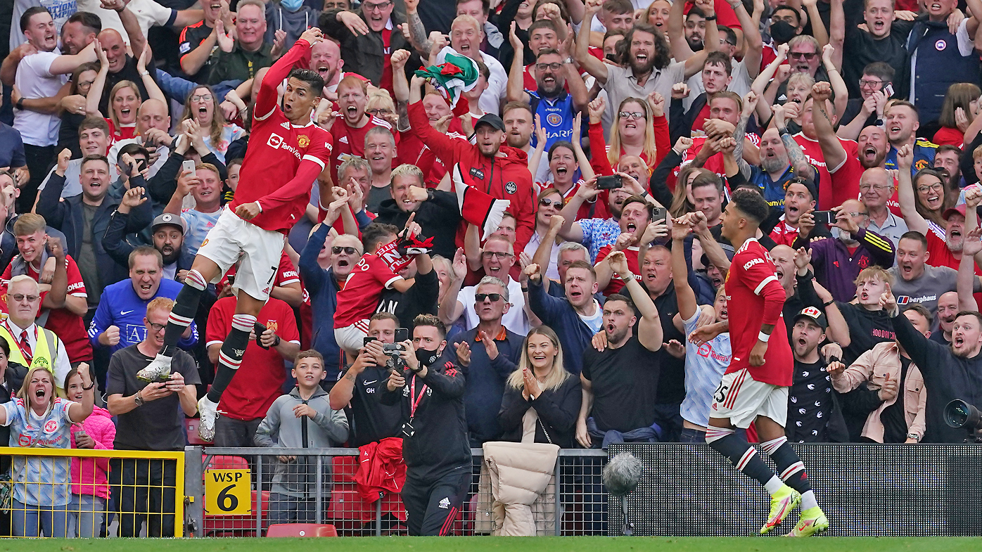  Cristiano Ronaldo celebrates scoring their side's first goal of the game