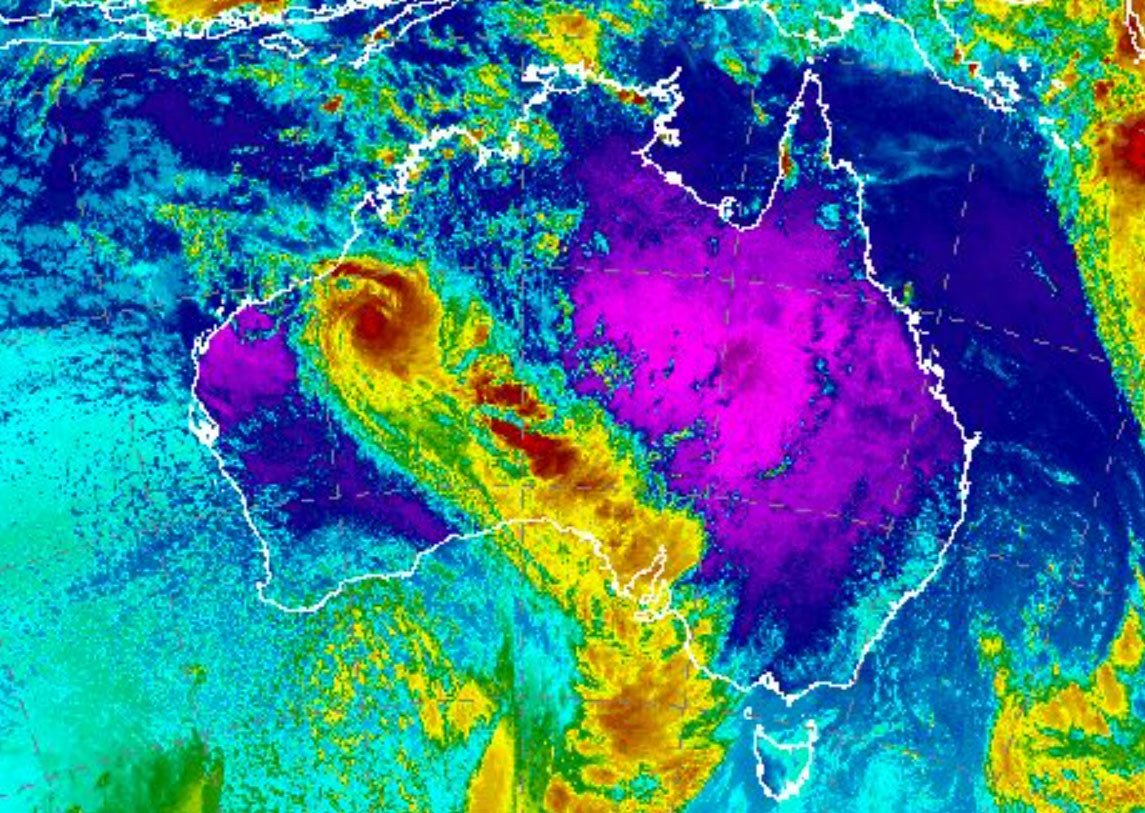 A satellite image showing Cyclone Ilsa at 2:30pm (AEST) on April 14.