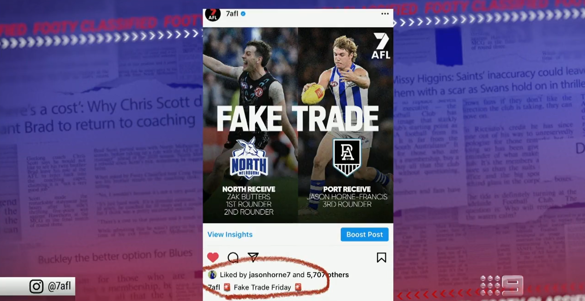 Jason Horne-Francis Kekhawatiran perdagangan Kanguru Melbourne Utara, posting Instagram