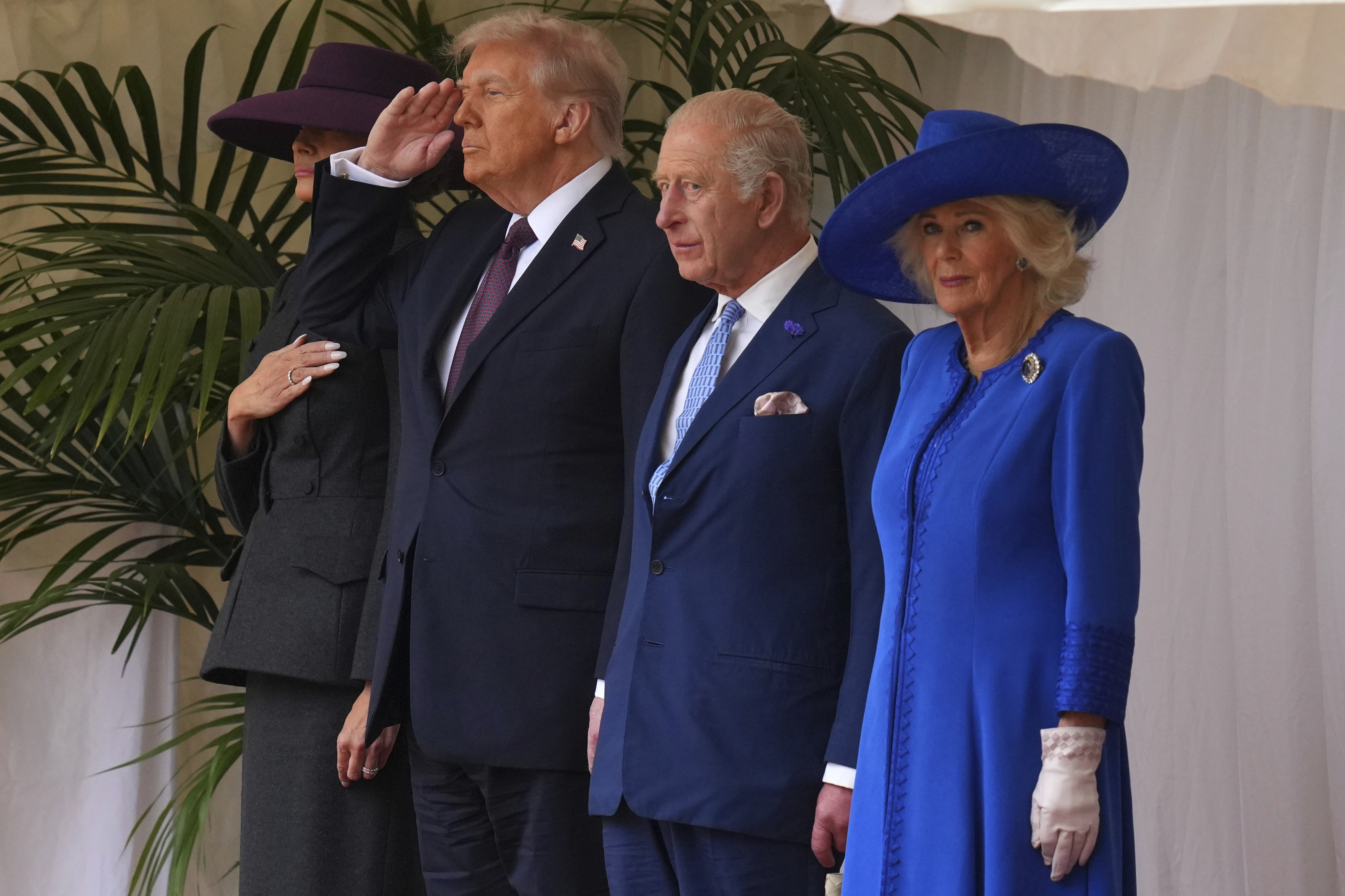 US President Donald Trump,  King Charles III and Queen Camilla 