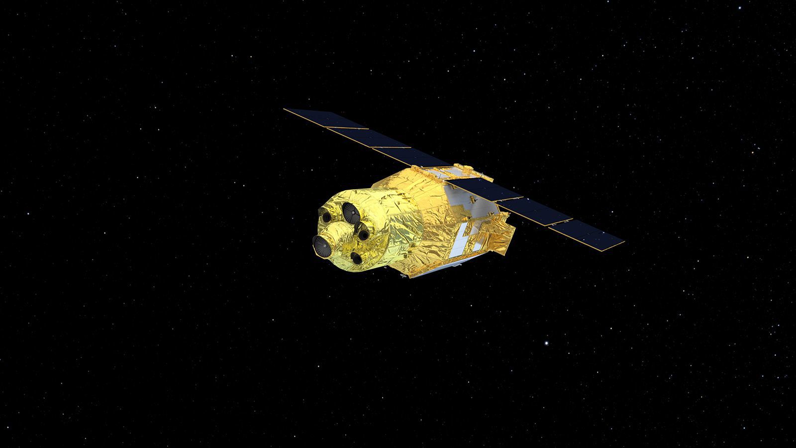 An artist's rendering shows how XRISM will look once it's in orbit.