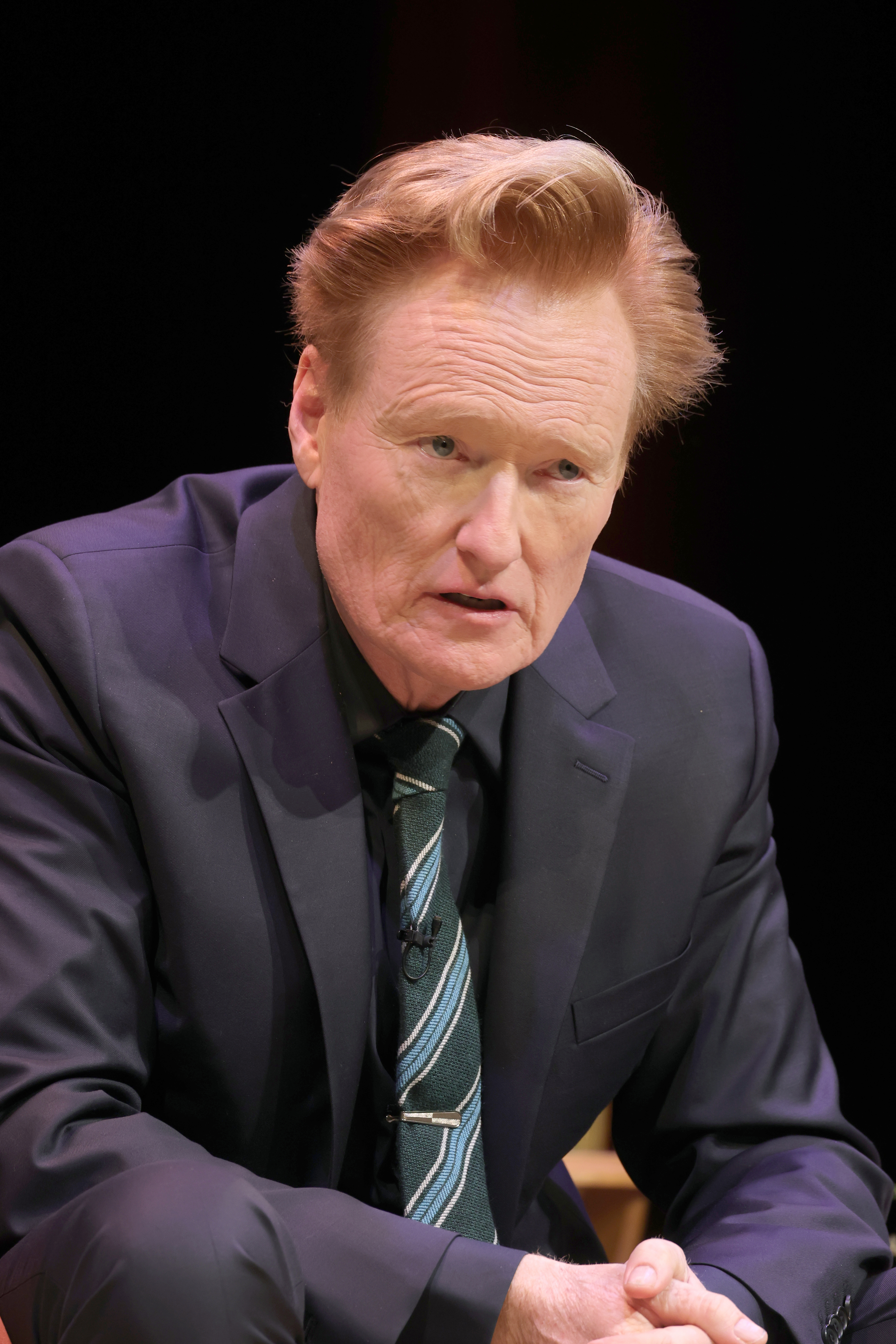 Conan O'Brien takes part in a conversation with Stephen Colbert to benefit Montclair Film at New Jersey Performing Arts Center on December 07, 2025 in Newark, New Jersey. 
