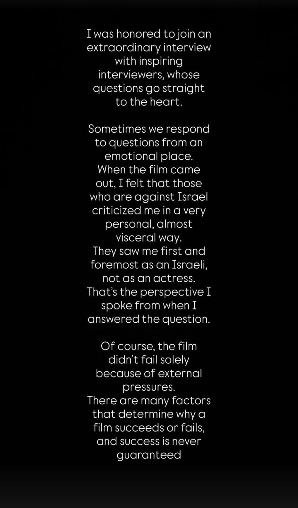 Gal Gadot Instagram statement