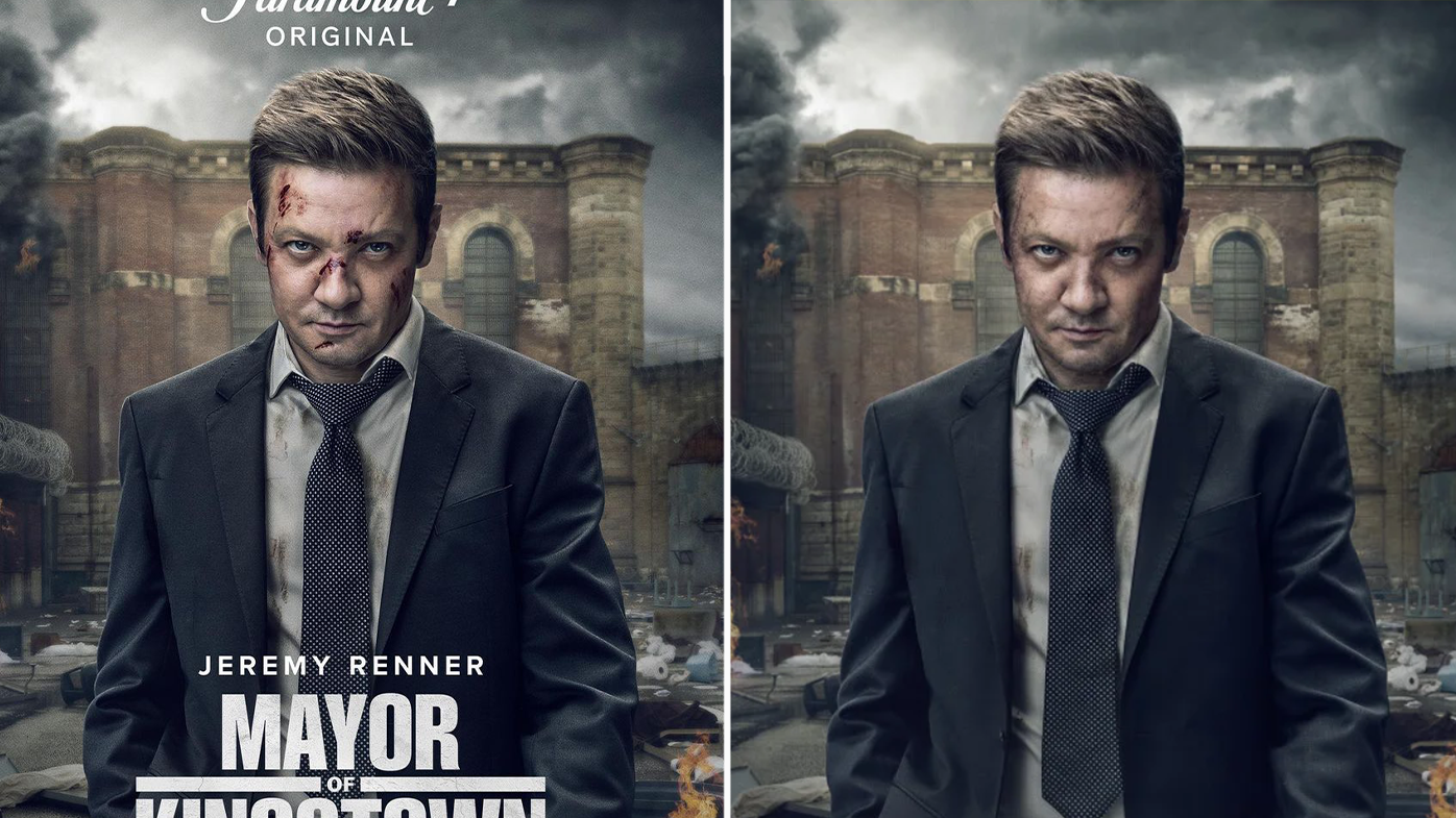 Jeremy Renner Mayor of Kingstown posters old vs new
