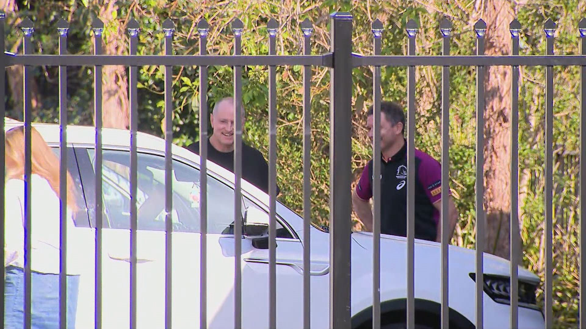 Michael Maguire arrives at Broncos HQ.