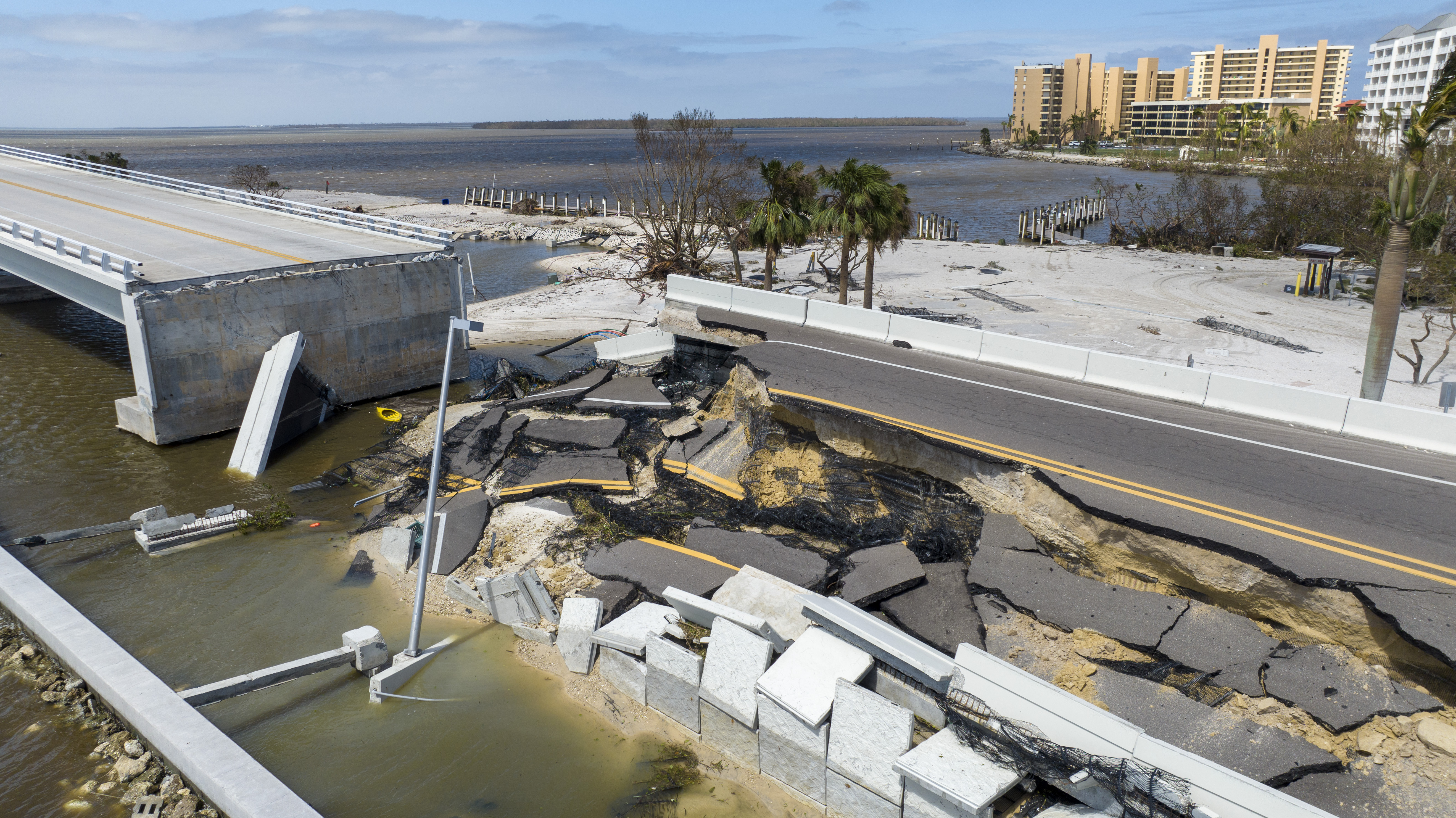 A section of the Sanibel Causeway was lost due to the effects of Hurricane Ian Thursday, September 29, 2022, in Fort Meyers, Florida