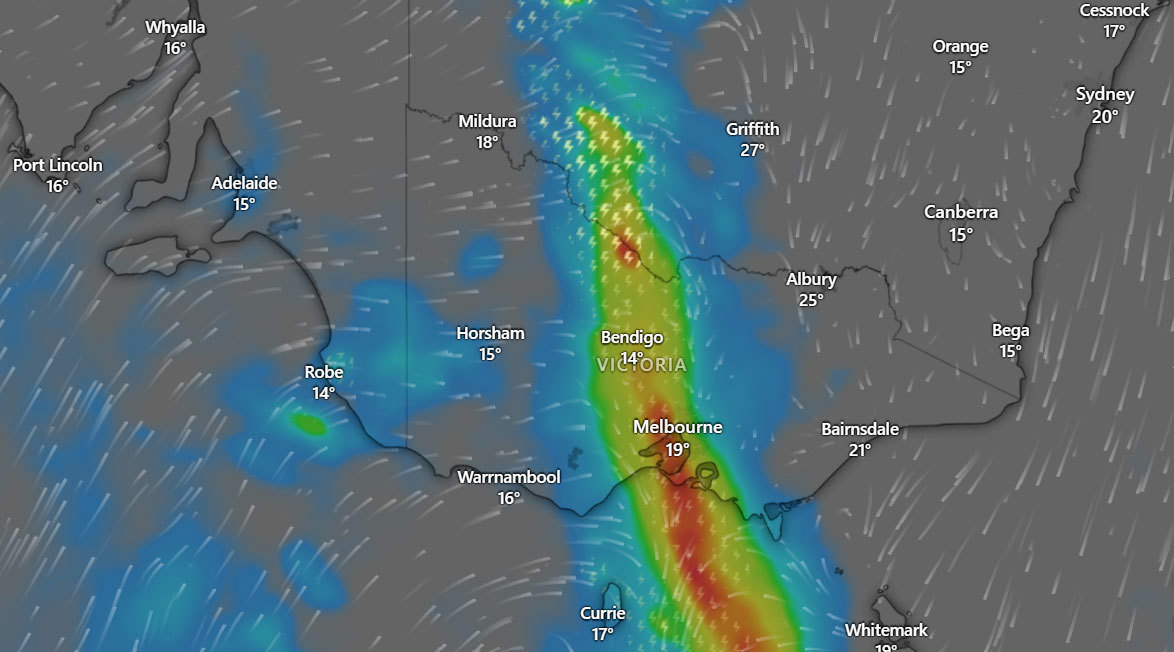 Thunderstorms and heavy rain are tipped to hit large parts of Victoria today