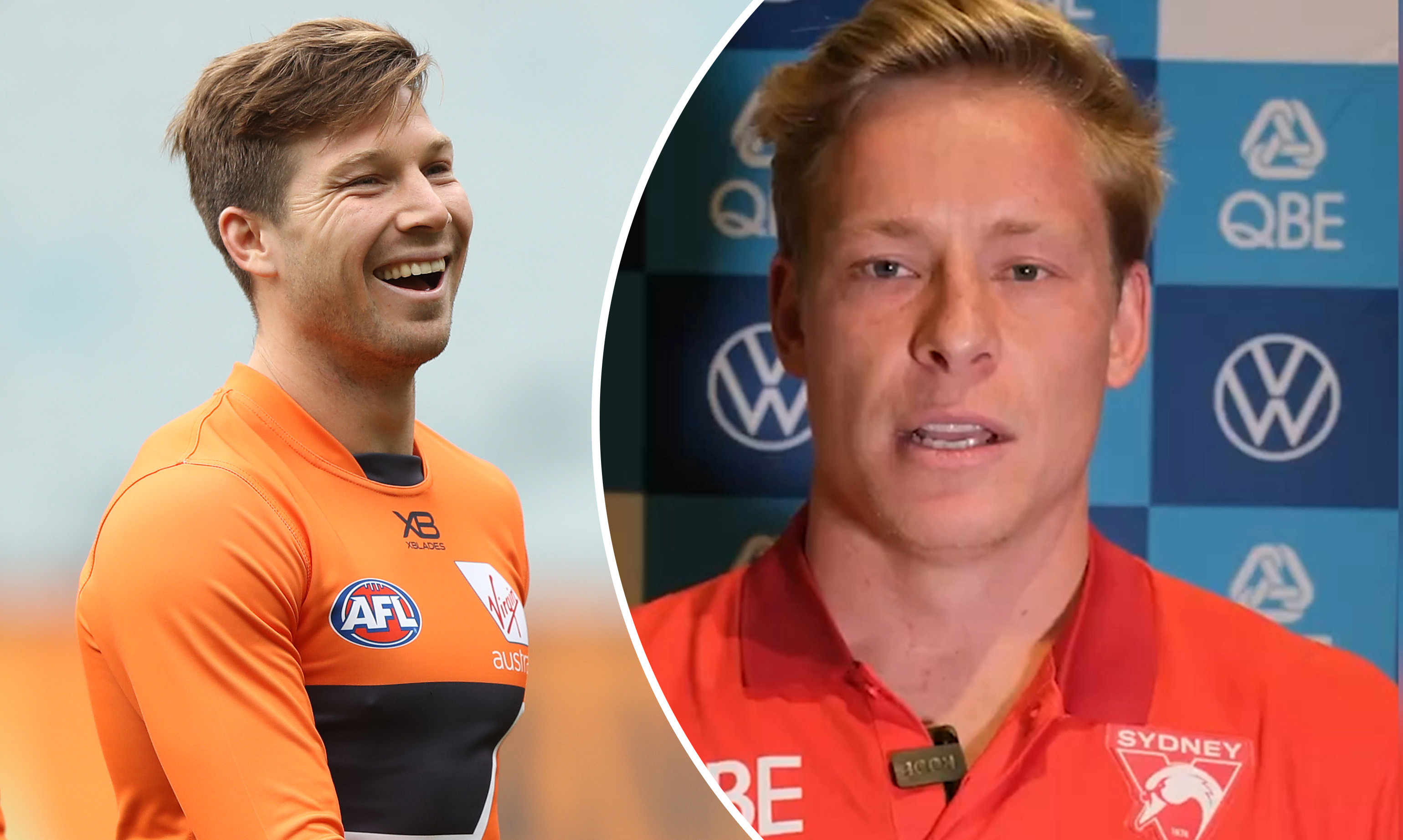 Toby Greene had a cheeky crack at Isaac Heeney.