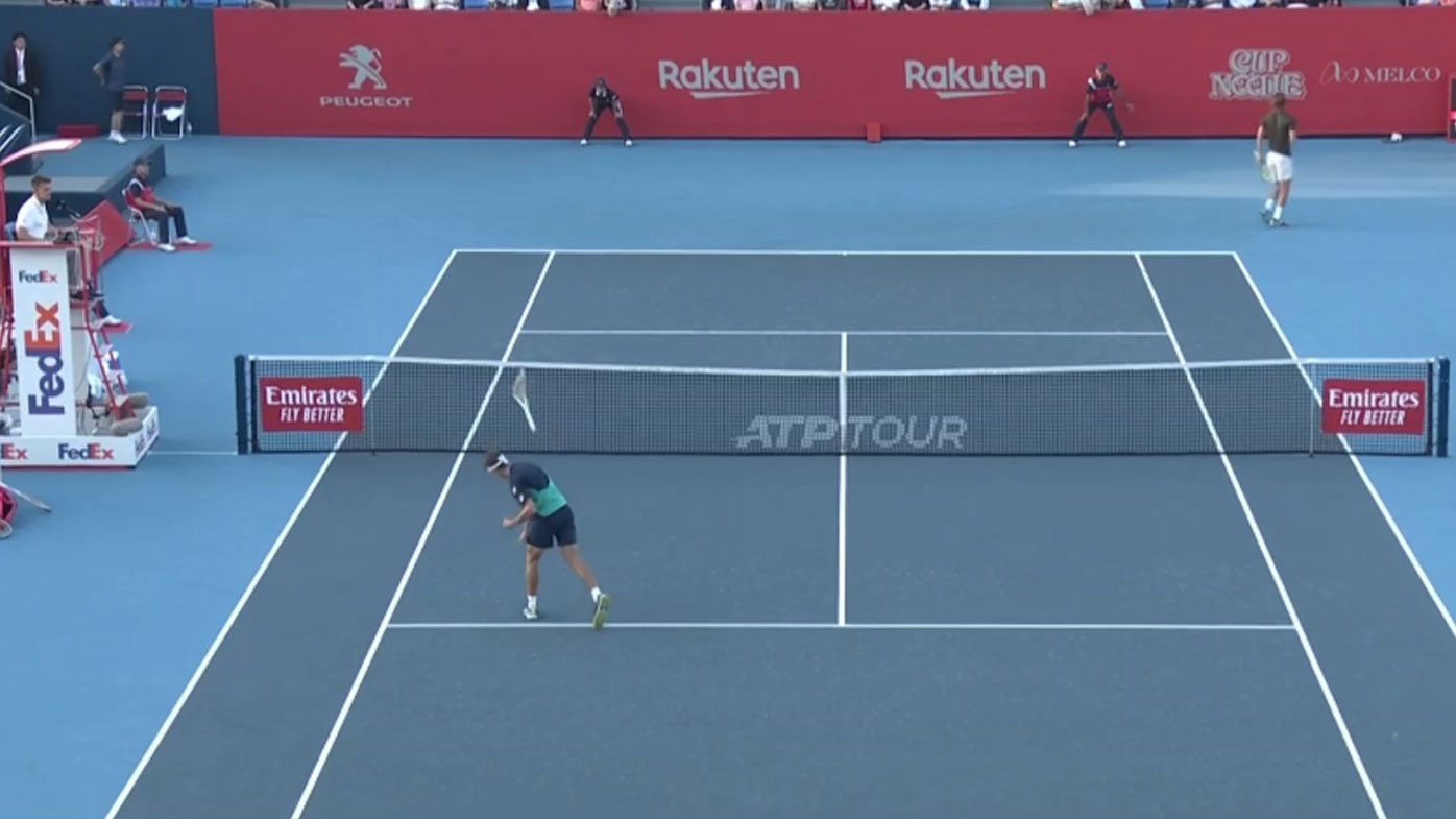 Tennis News Alex De Minaur Loss To Lloyd Harris Japan Open Smashes Racquet And Gets Code Violation