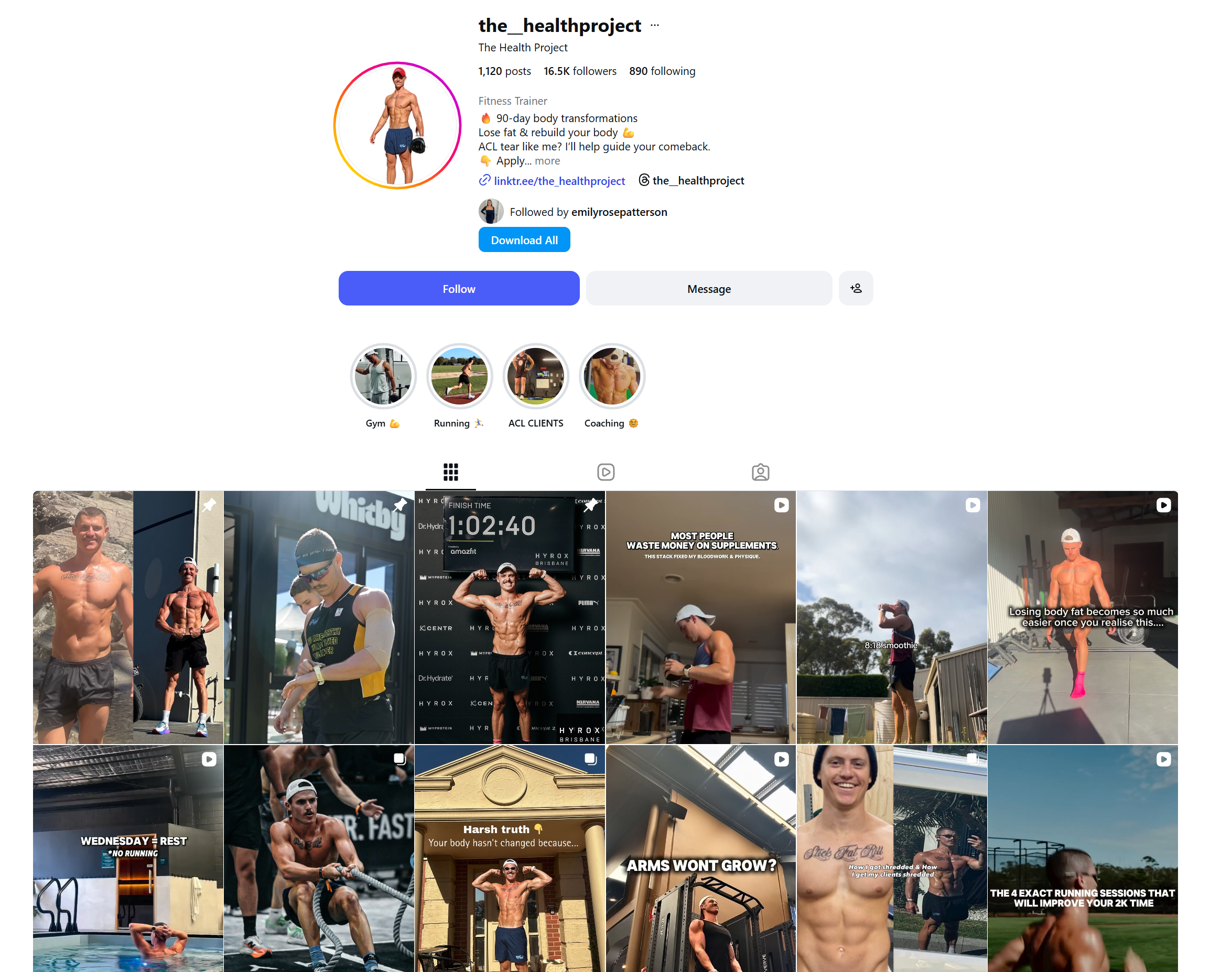 Jed Zimmer's business account looked like many other fitness pages on Instagram.