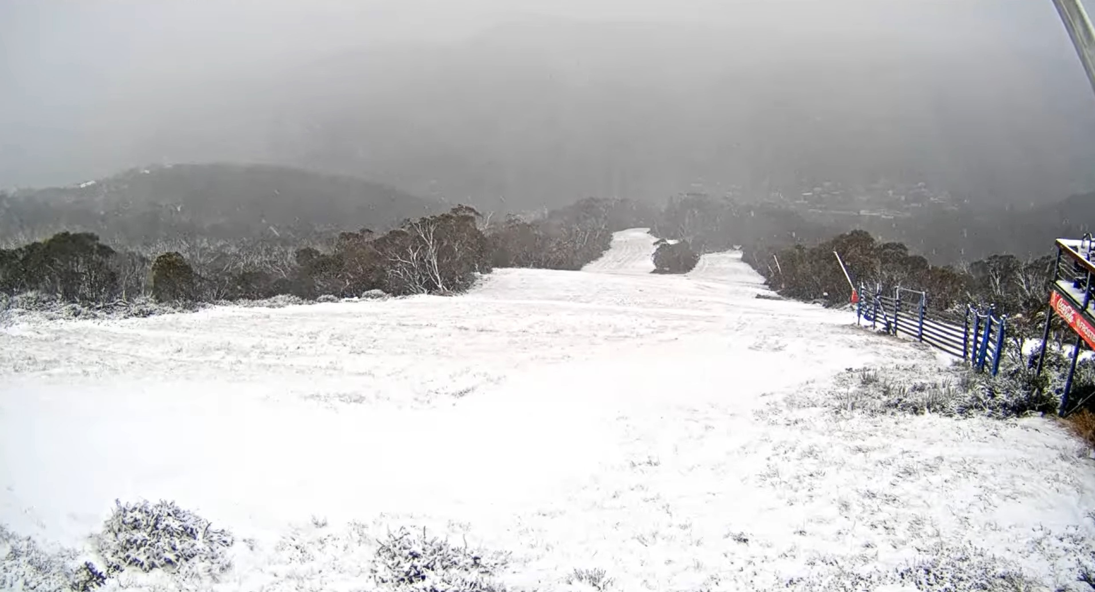 Snow falling at Thredbo in New South Wales