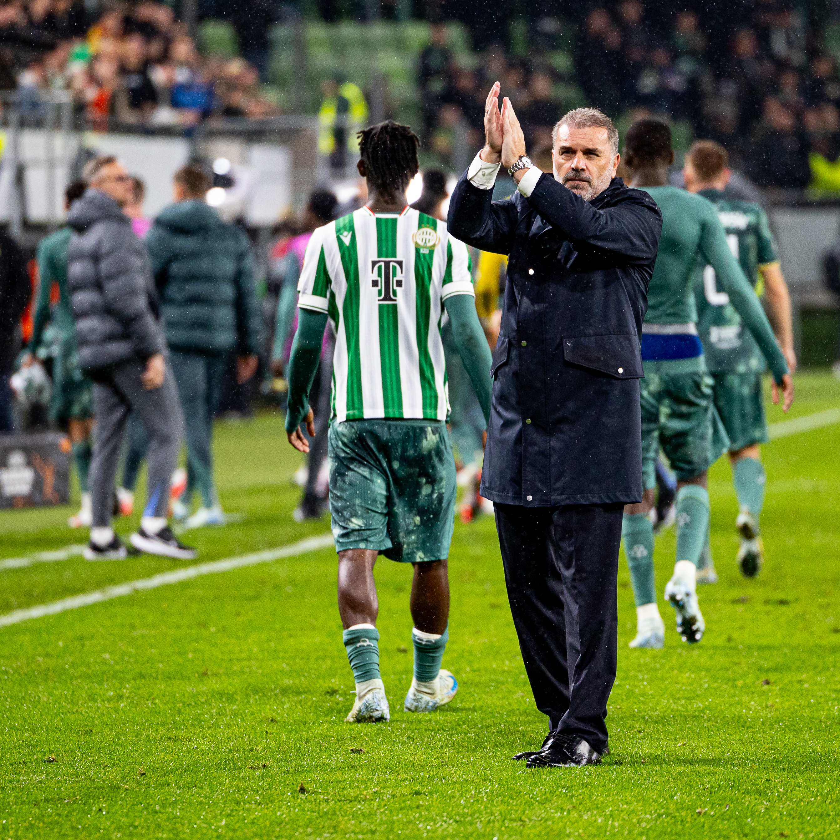 Ange Postecoglou at Groupama Arena in Budapest.