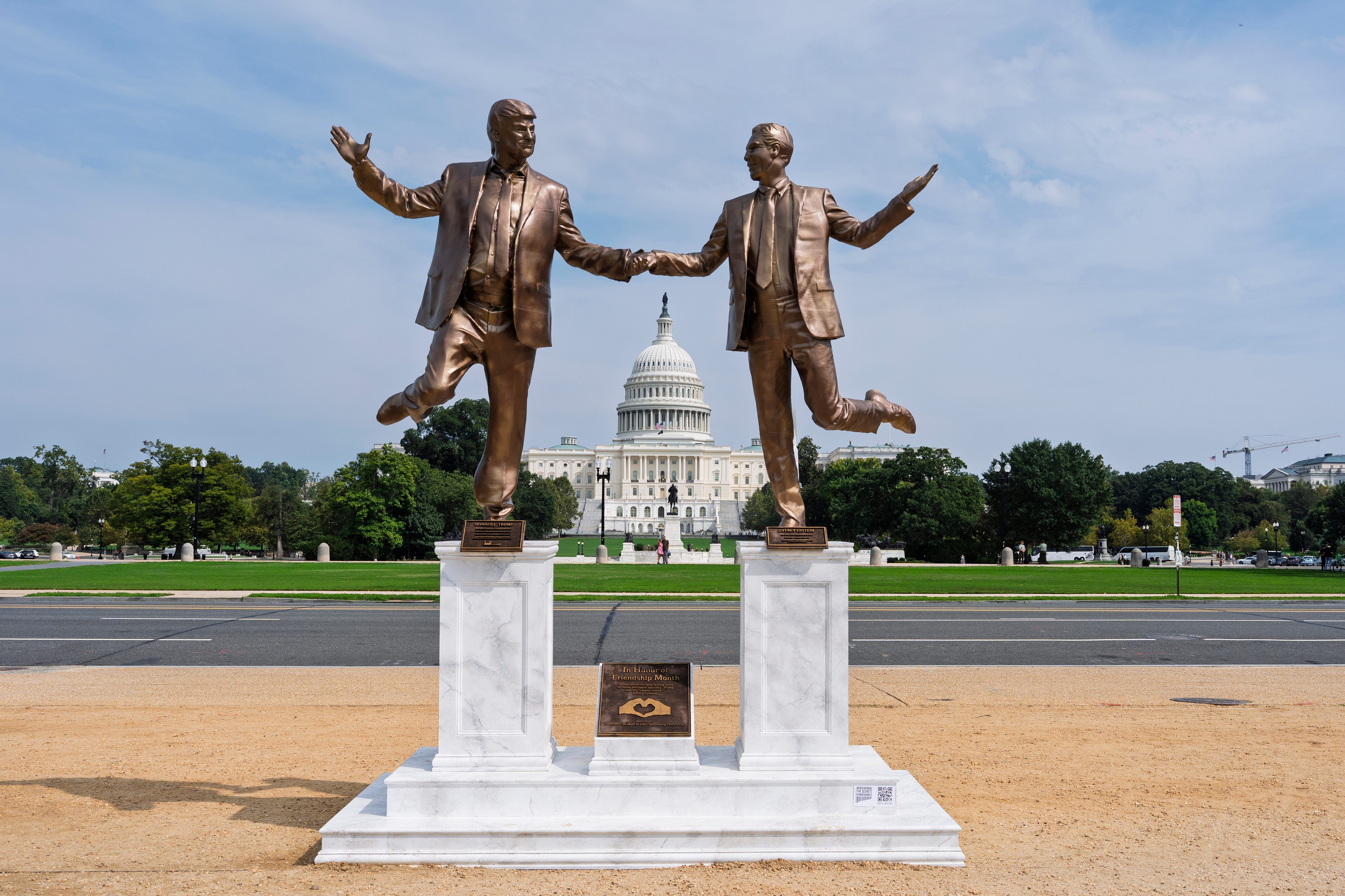 Controversial Trump and Epstein statue torn down one day after it appeared