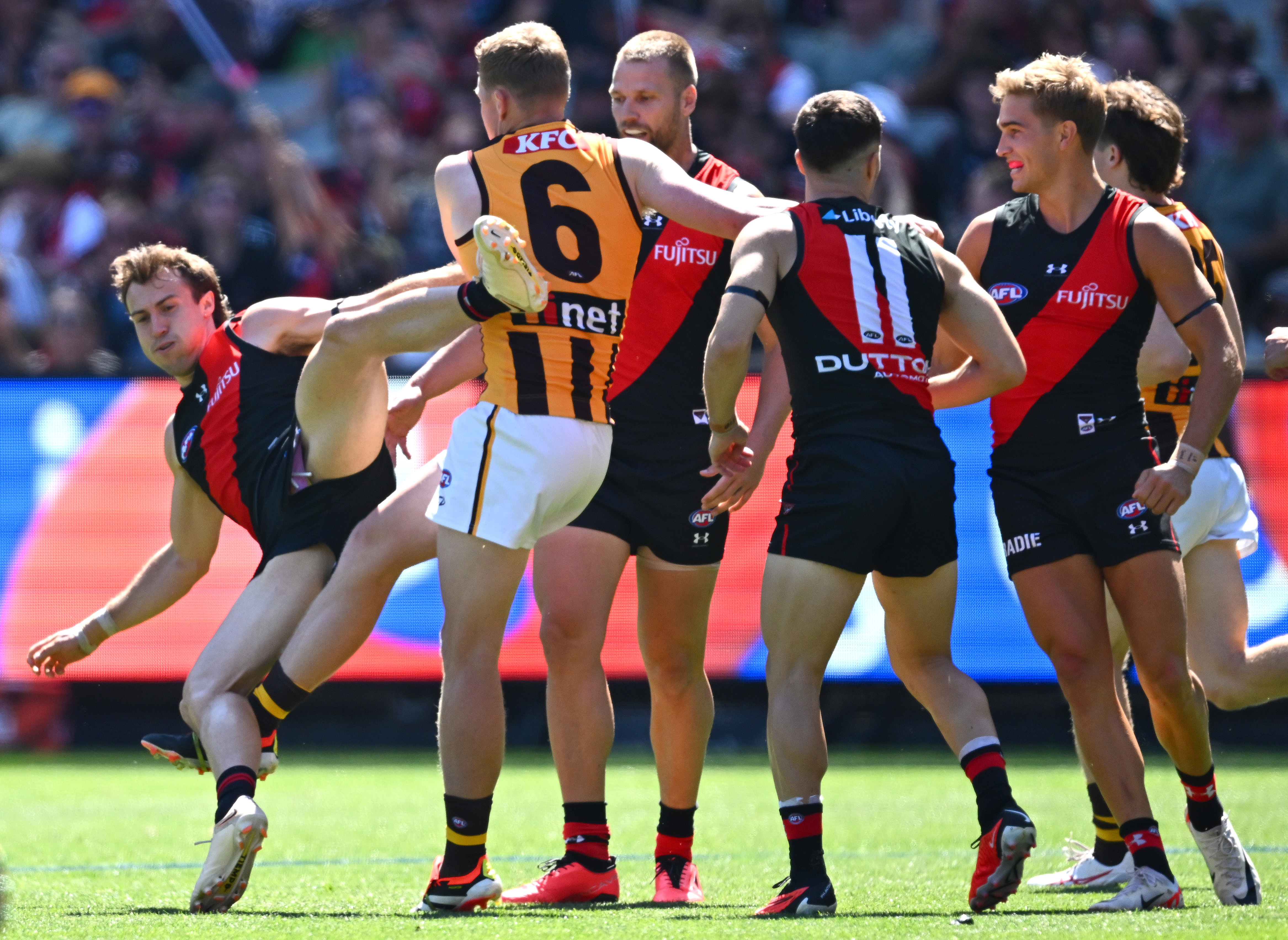 James Sicily gave away a free kick for this act on McGrath.