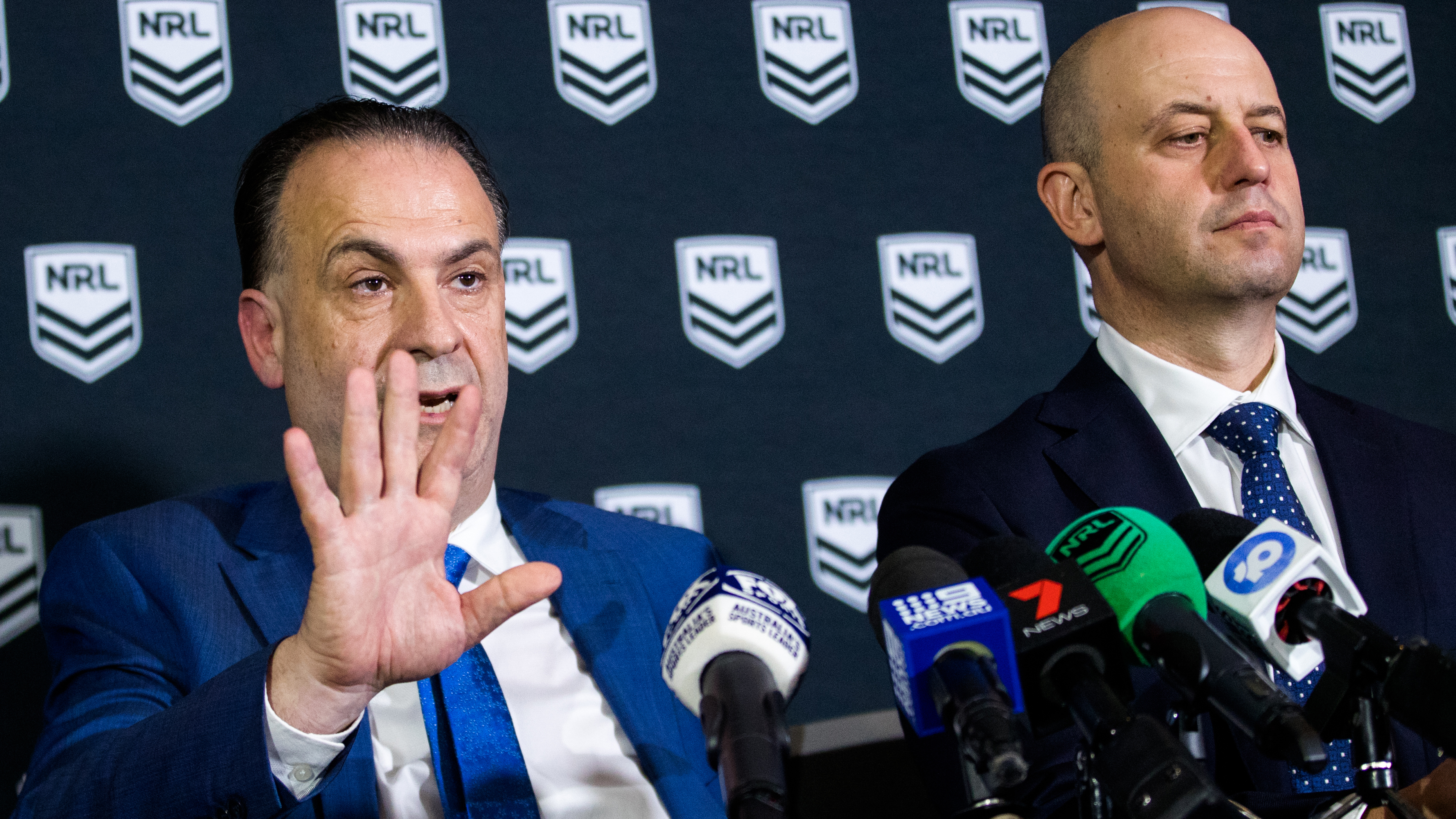 Peter V'landys and Todd Greenberg. Photo: Edwina Pickles