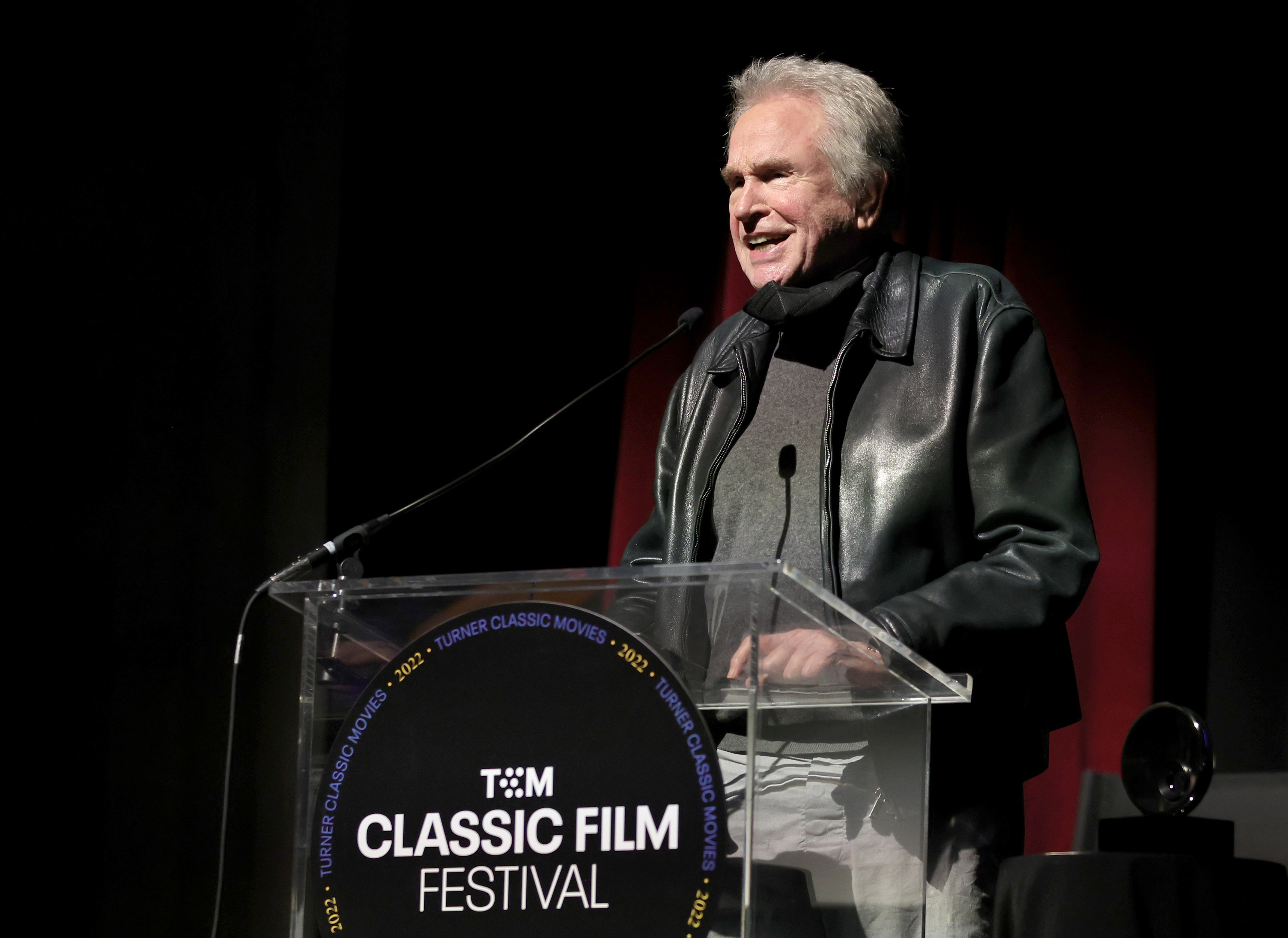 Special guest Warren Beatty speaks onstage at the screening of "Counsellor at Law during the 2022 TCM Classic Film Festival at the Hollywood Legion Theater on April 23, 2022.